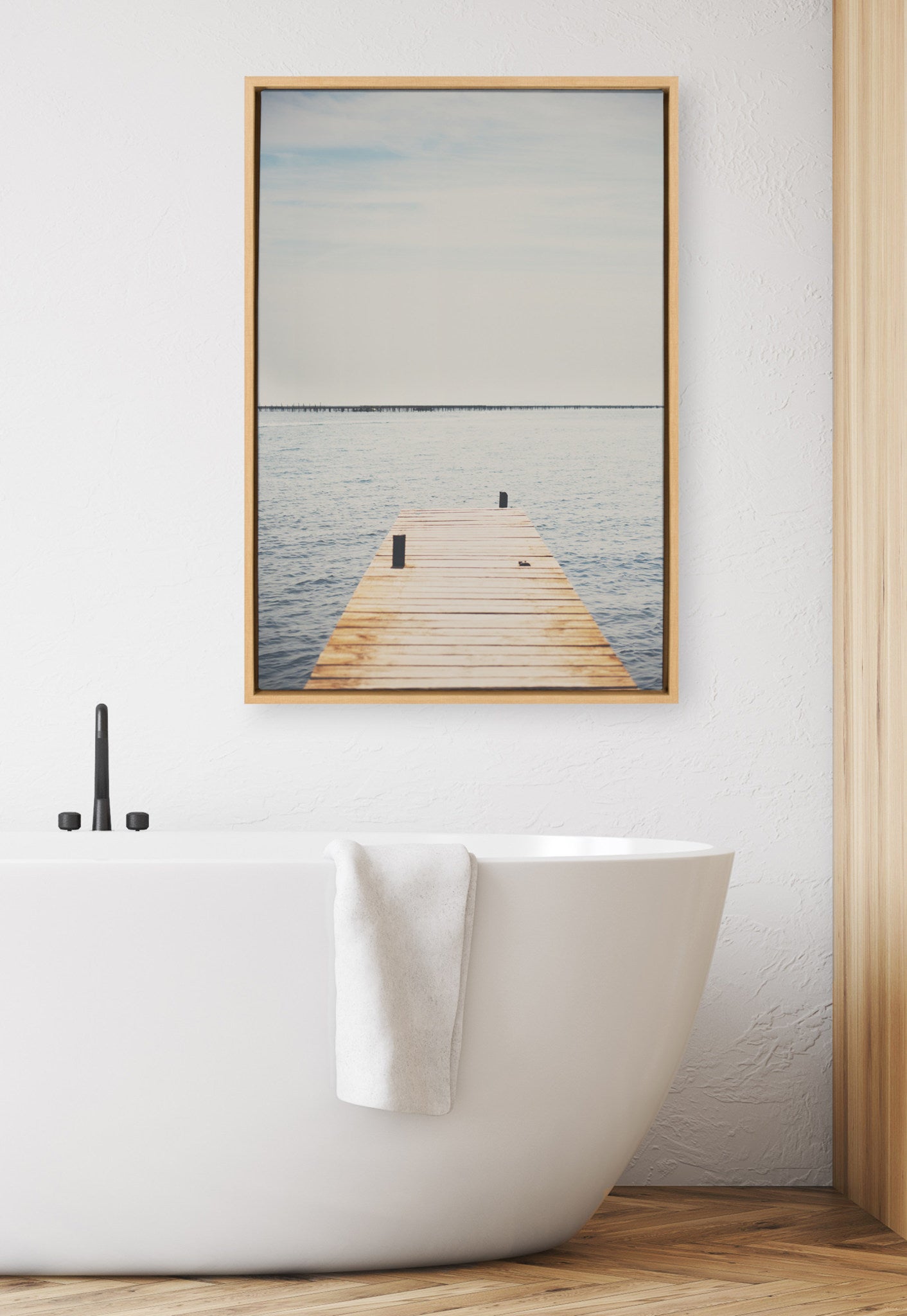 Sylvie Standing on the Dock Framed Canvas by Laura Evans
