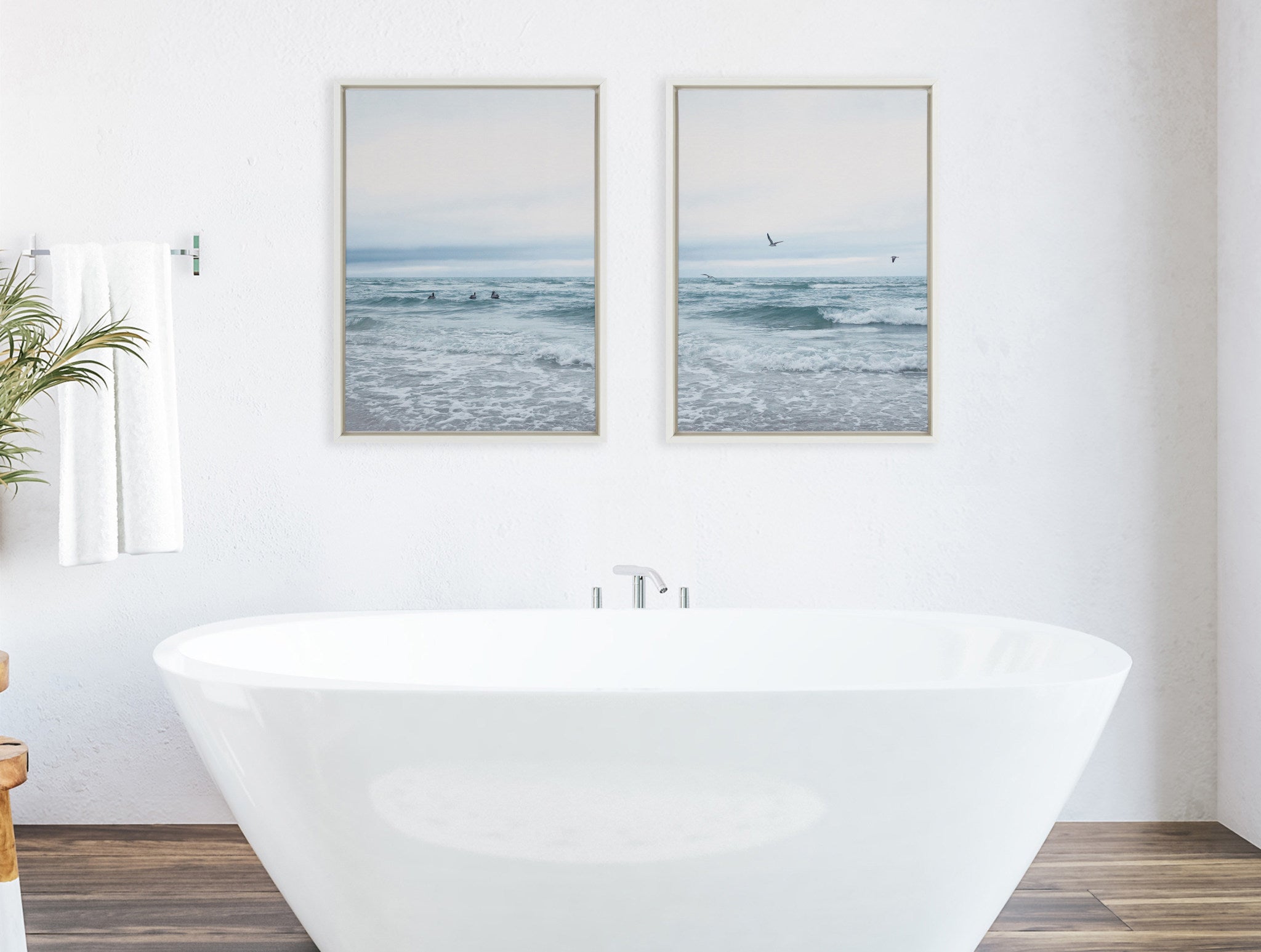 Sylvie Ocean Swim Left and Right Framed Canvas by Stephanie Klatt