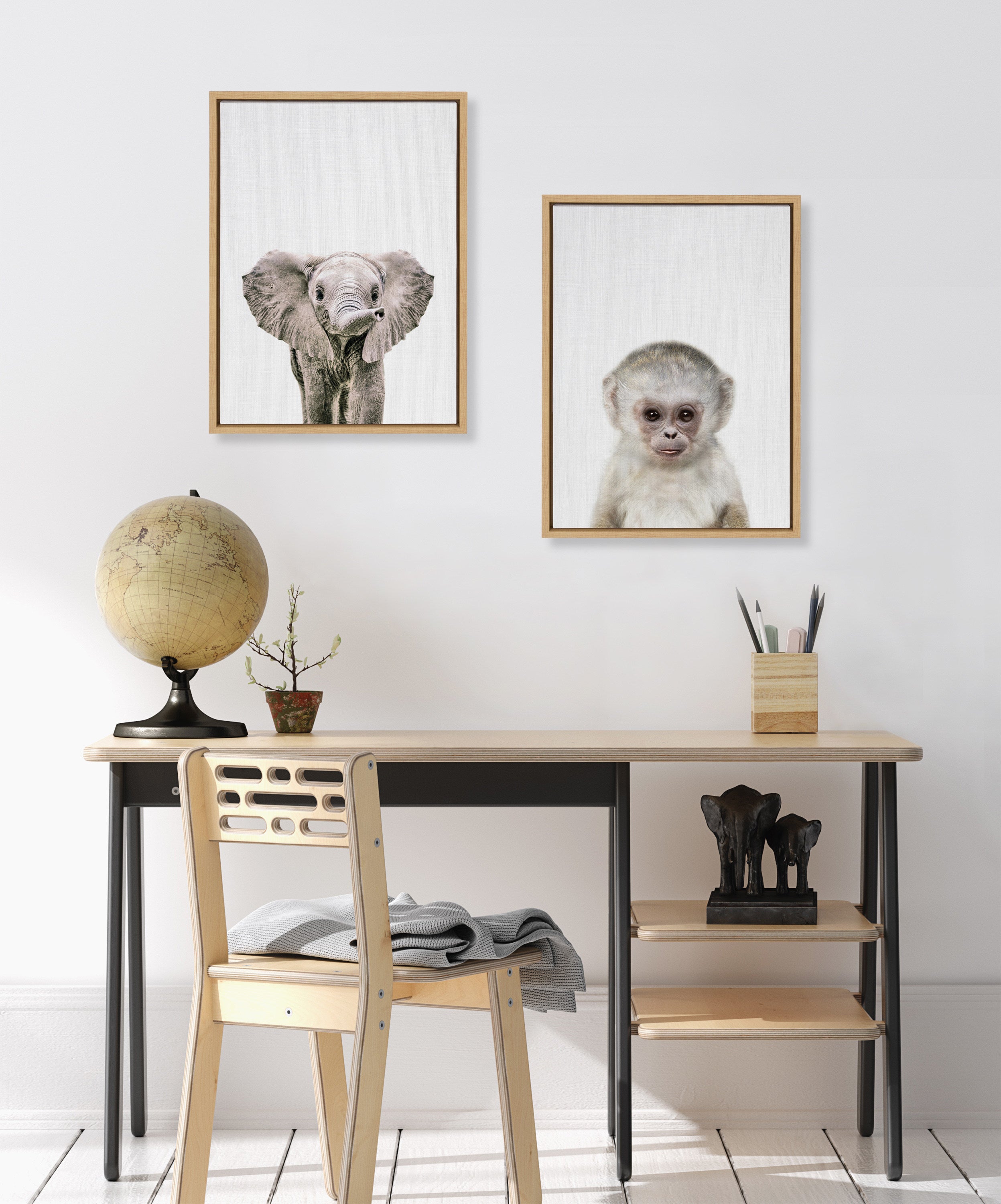 Sylvie Monkey Color Framed Canvas by Simon Te of Tai Prints