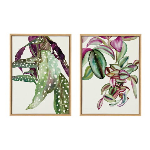 Sylvie Polka Dot Begonia and Tradescantia Framed Canvas by Ingrid Sanchez of CreativeIngrid