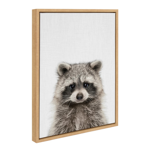 Sylvie Raccoon Color Framed Canvas by Simon Te of Tai Prints