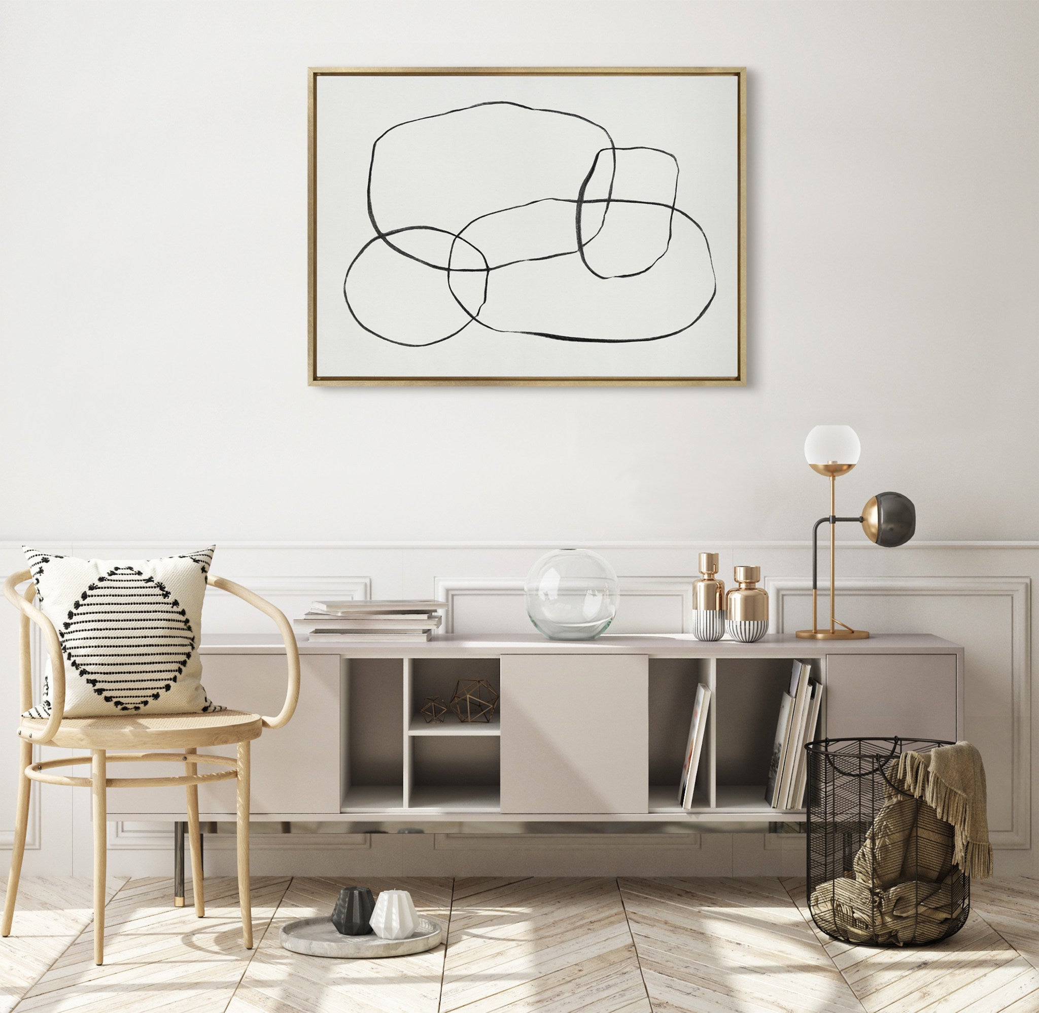 Sylvie 871 Modern Circles Framed Canvas by Teju Reval of SnazzyHues