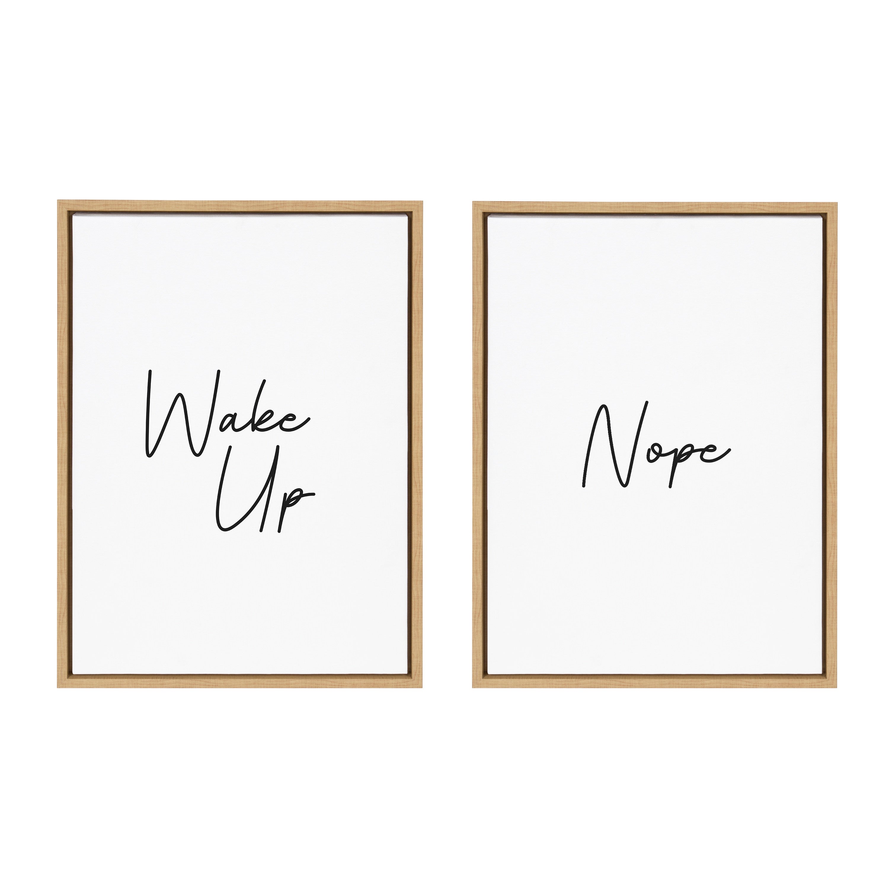 Sylvie Wake Up and Nope Framed Canvas Set by The Creative Bunch Studio