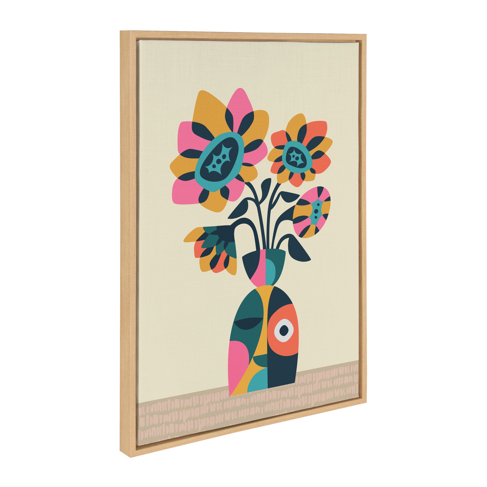 Sylvie Mid Century Modern Sunflowers Framed Canvas by Rachel Lee of My Dream Wall