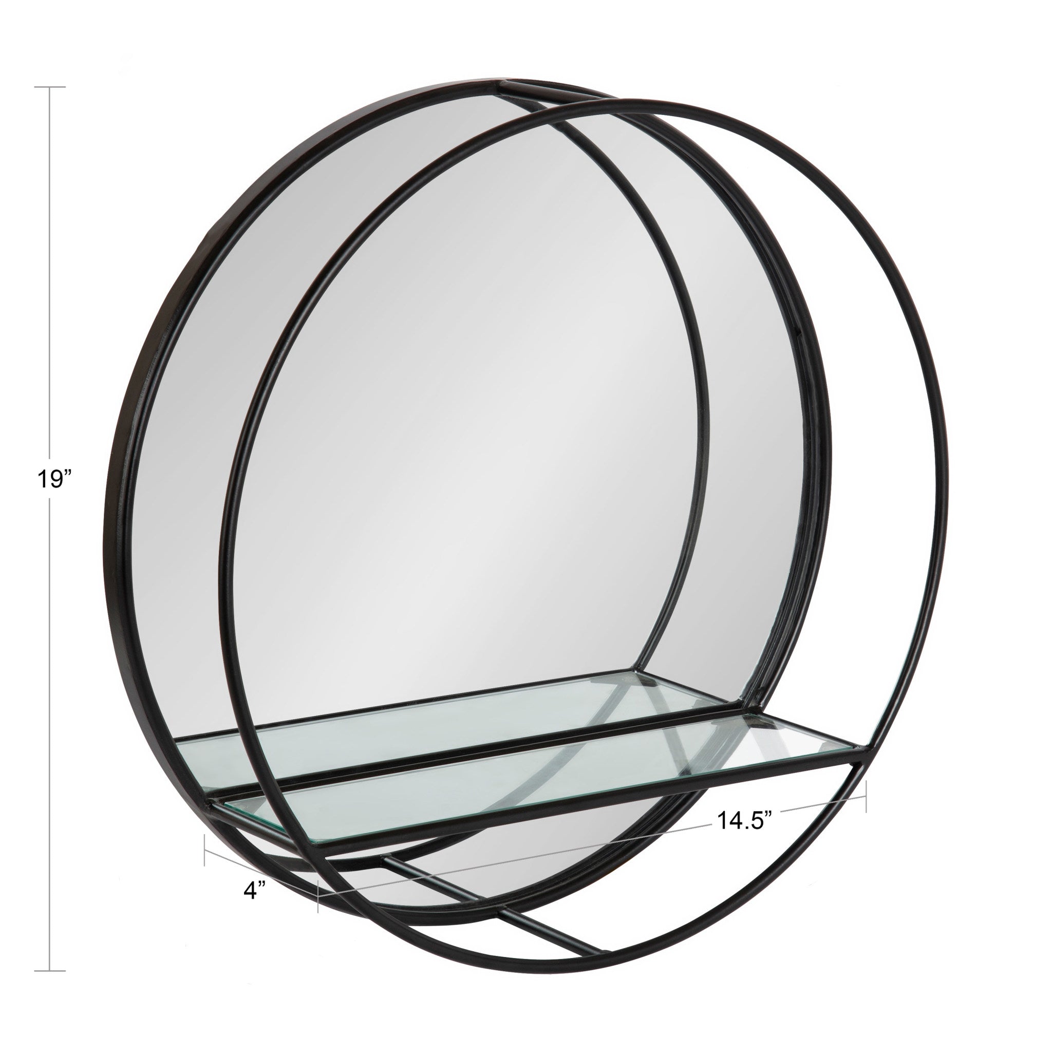 Kei Modern Round Accent Mirror With Shelf