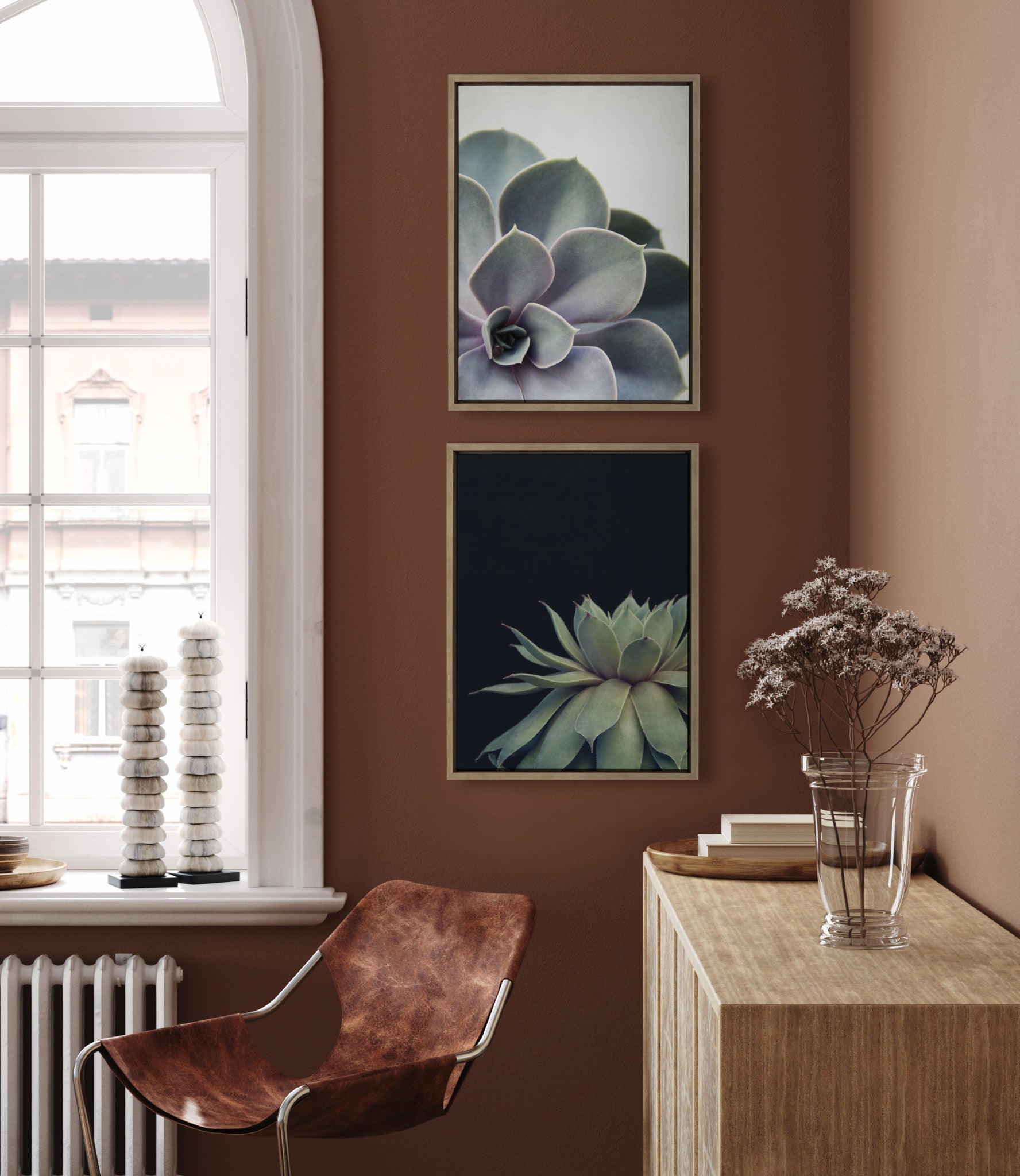 Sylvie Succulent 5 and Succulent 8 Framed Canvas by Emiko and Mark Franzen of F2Images