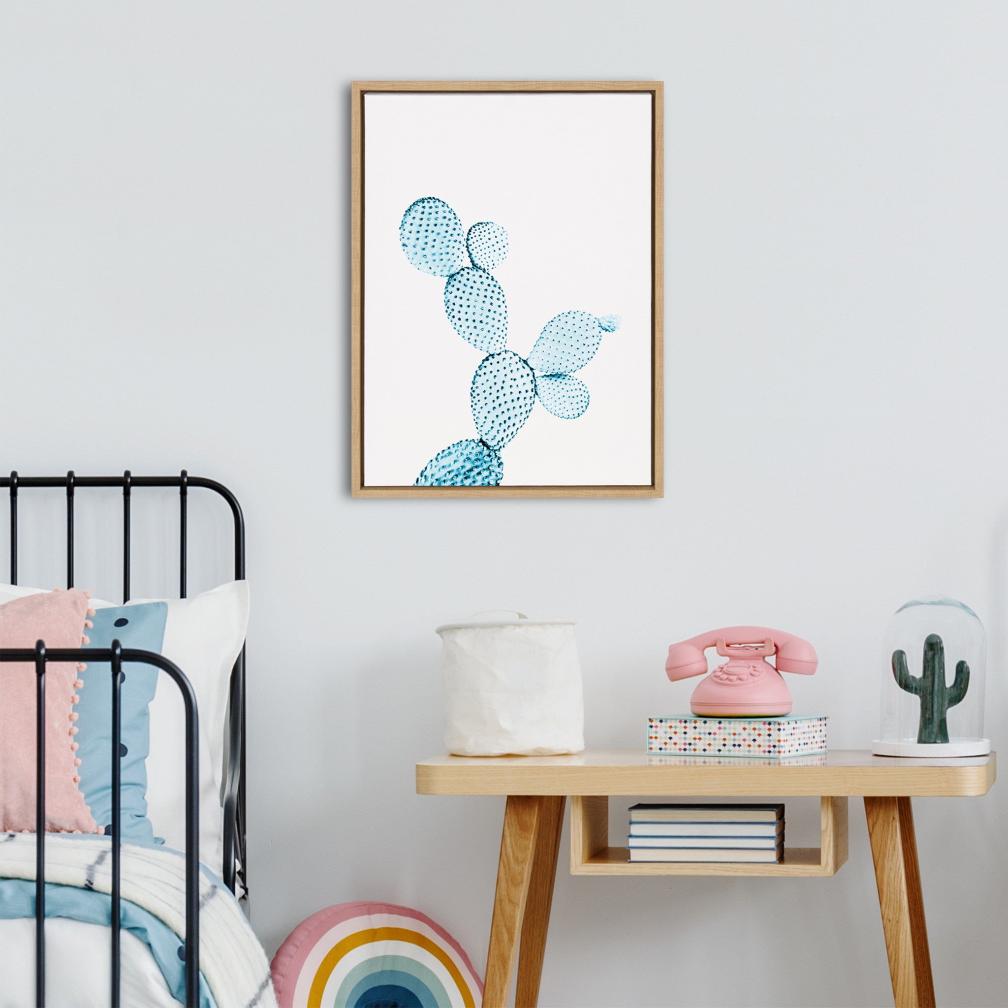Sylvie Blue Cactus Framed Canvas by Simon Te Tai