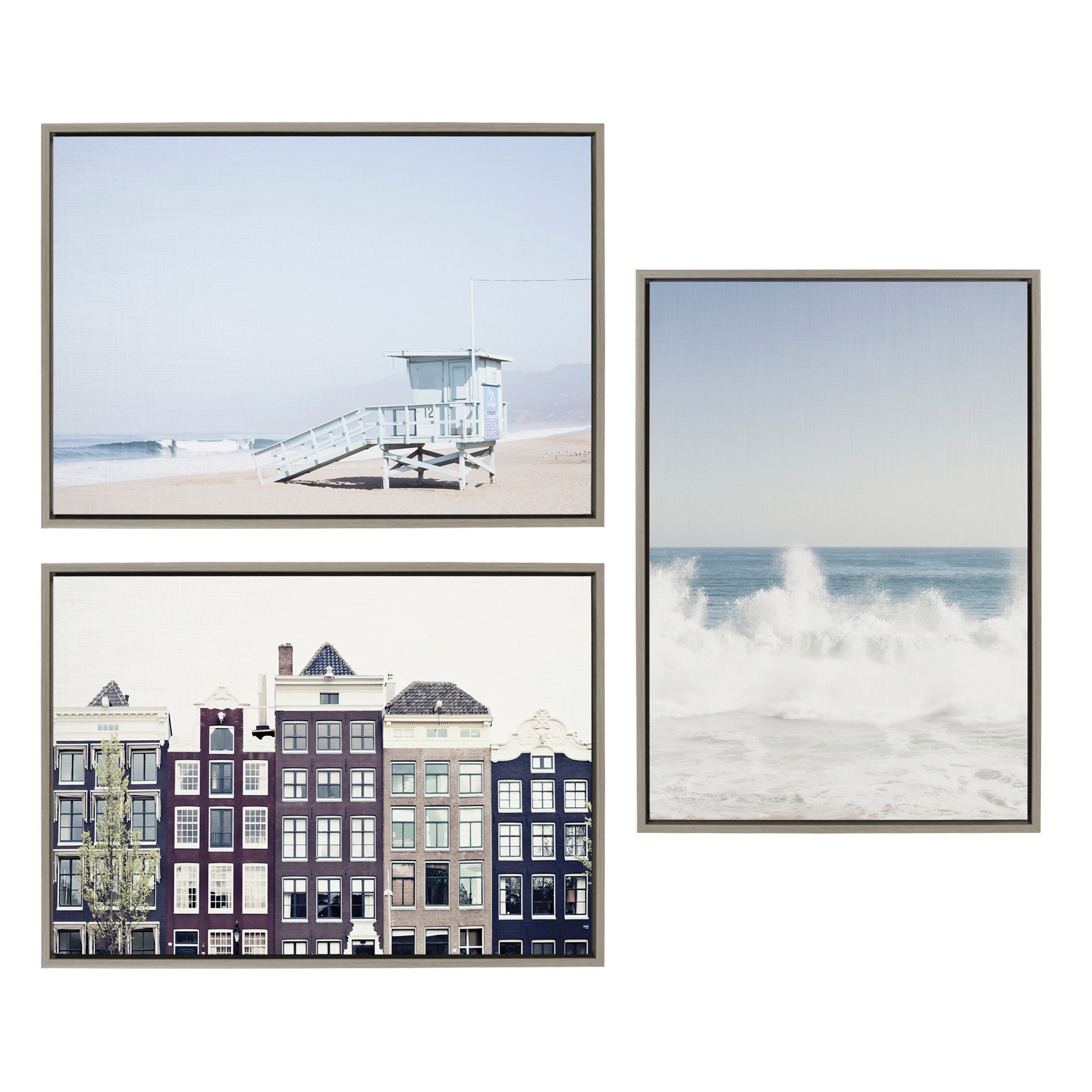 Sylvie Waves Crashing Framed Canvas by Caroline Mint