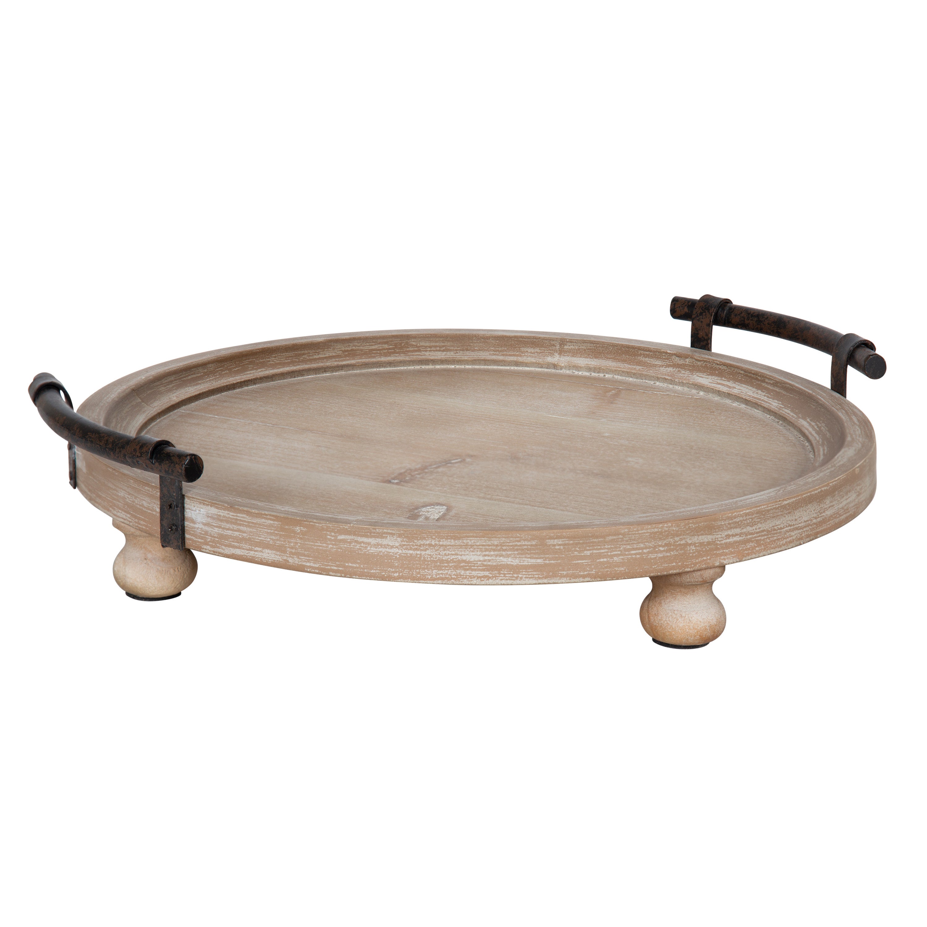 Bruillet Round Wooden Footed Tray