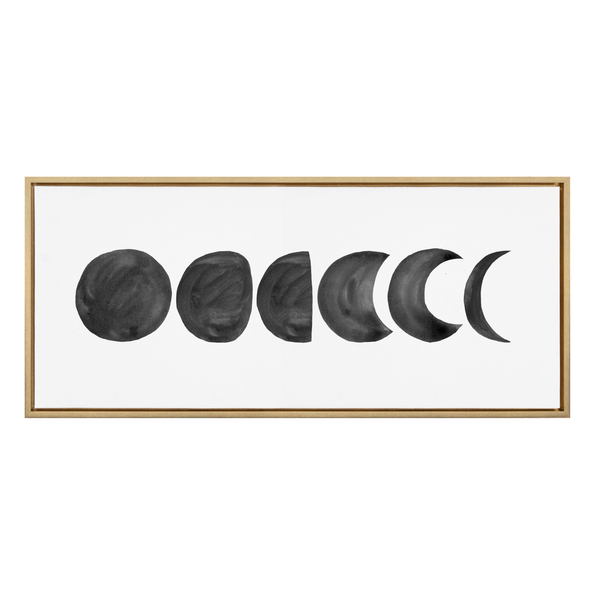 Sylvie Linear Moon Phases BW Framed Canvas by Teju Reval of SnazzyHues
