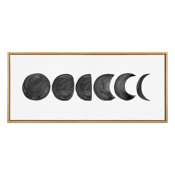 Sylvie Linear Moon Phases BW Framed Canvas by Teju Reval of SnazzyHues