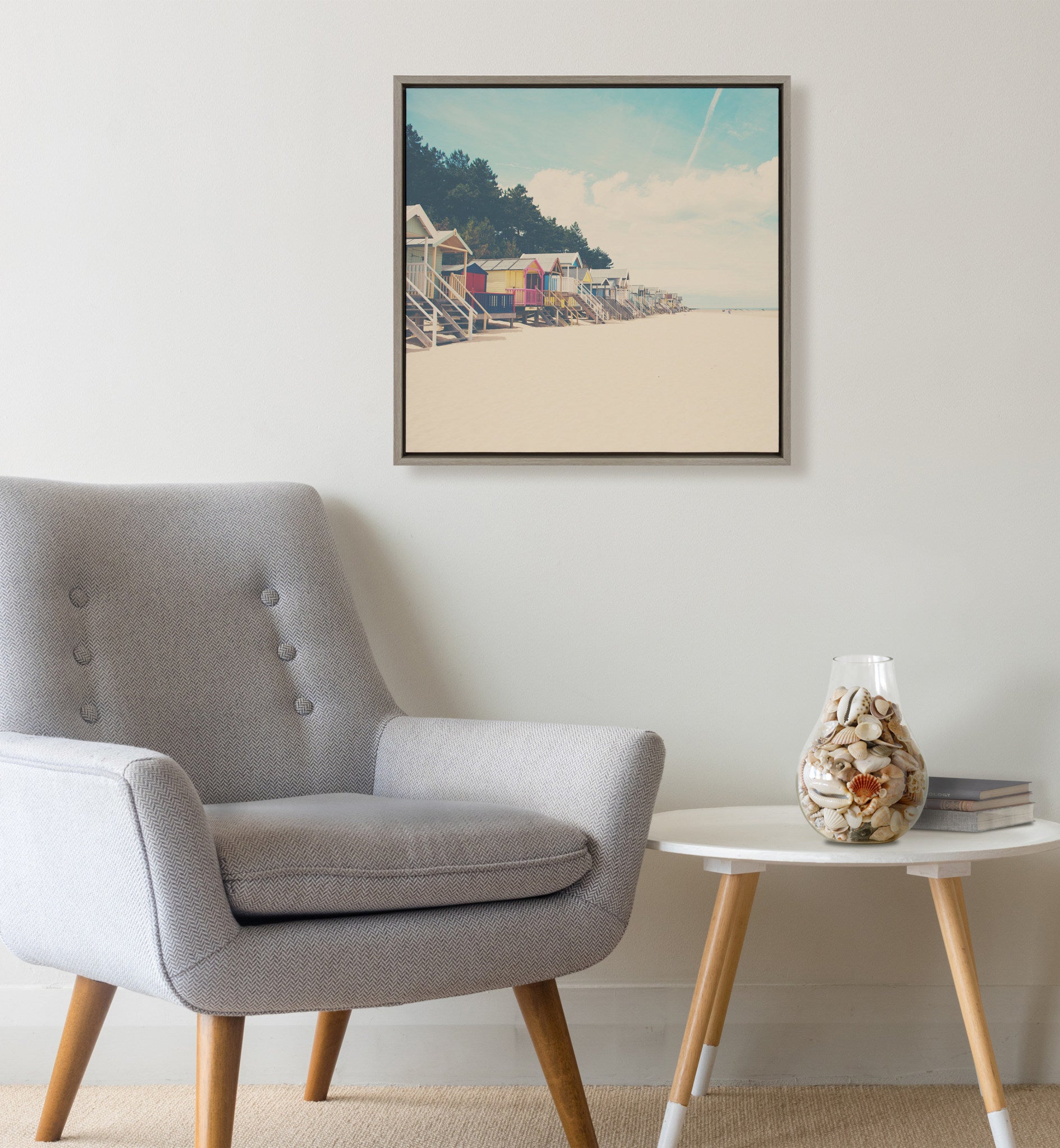 Sylvie Beach Hut 1 Framed Canvas by Laura Evans