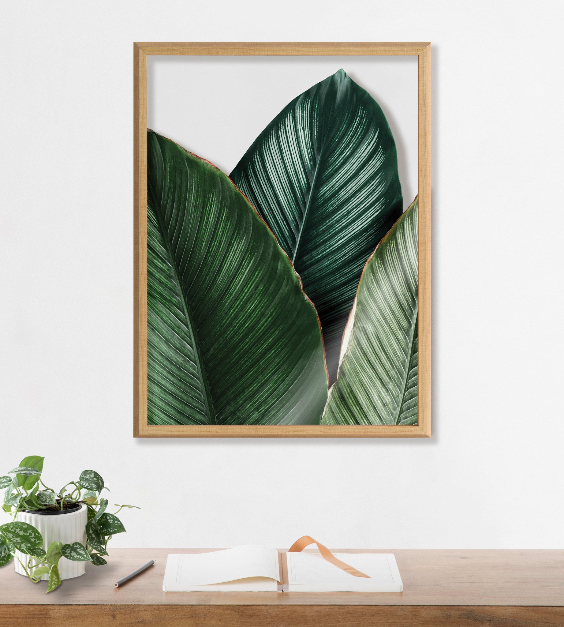 Blake Tropical Palm Leaves Framed Printed Glass by Amy Peterson Art Studio