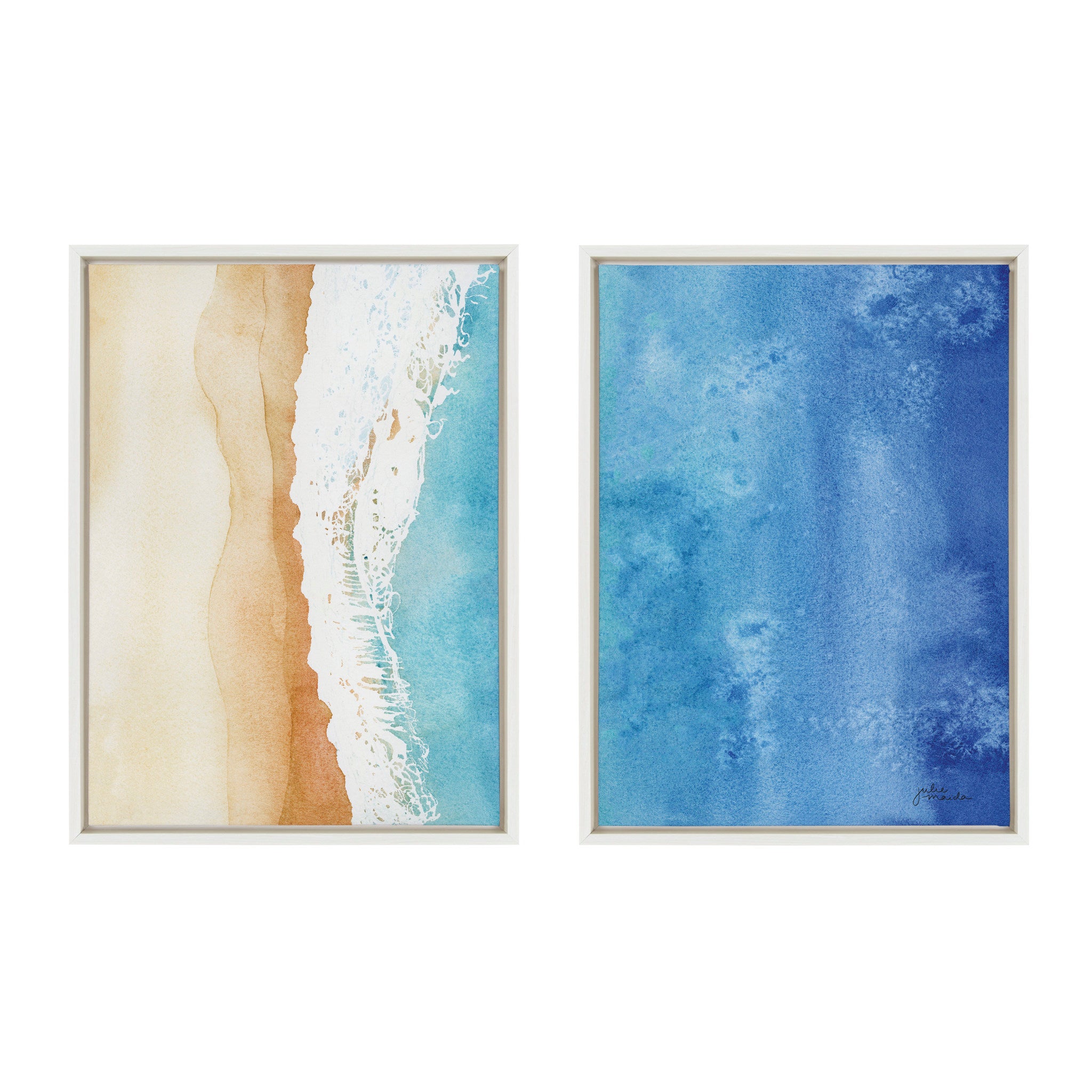 Sylvie Ocean Wake 1 and 2 Framed Canvas by Julie Maida
