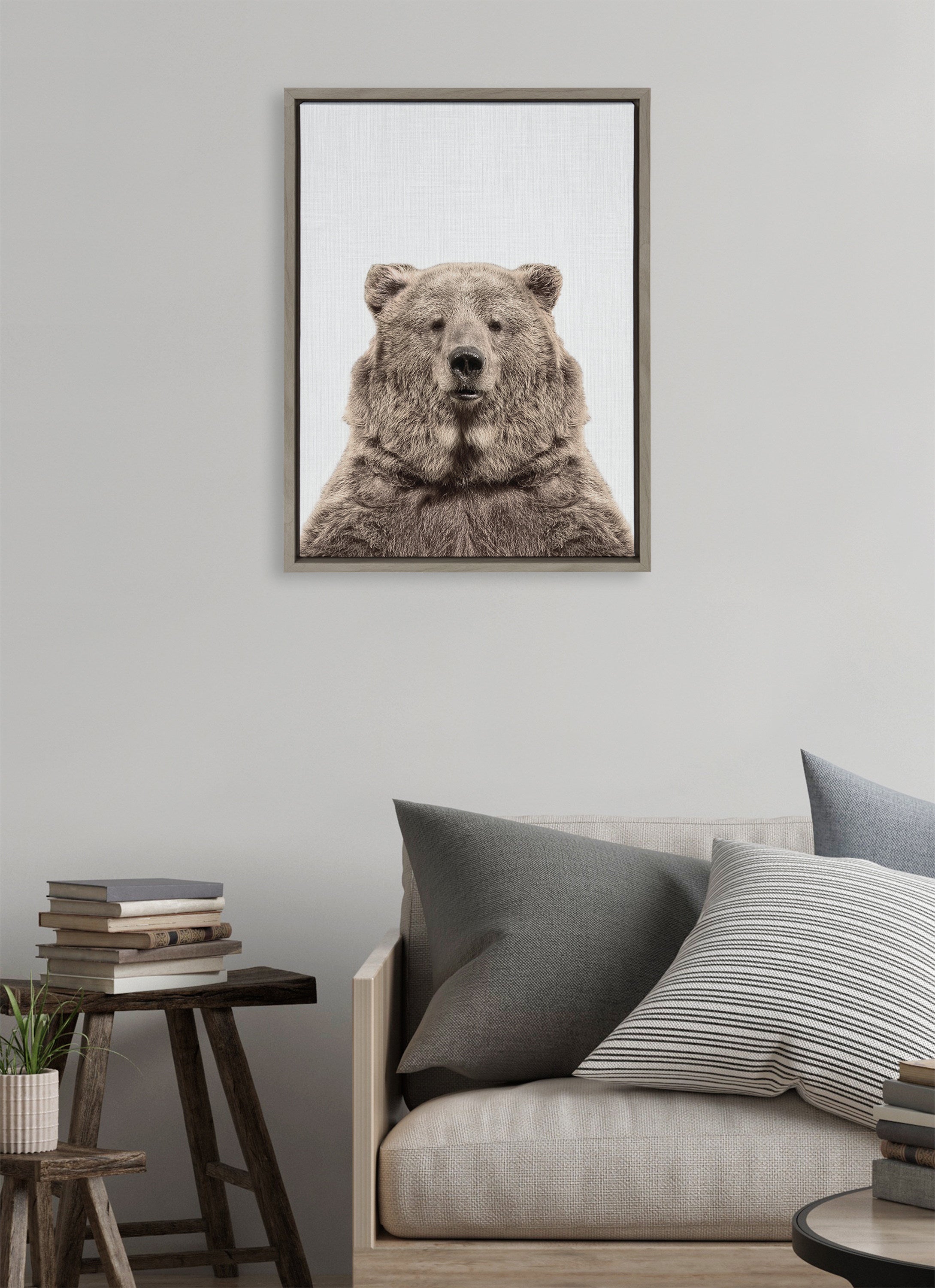 Sylvie Bear European Color Framed Canvas by Simon Te of Tai Prints