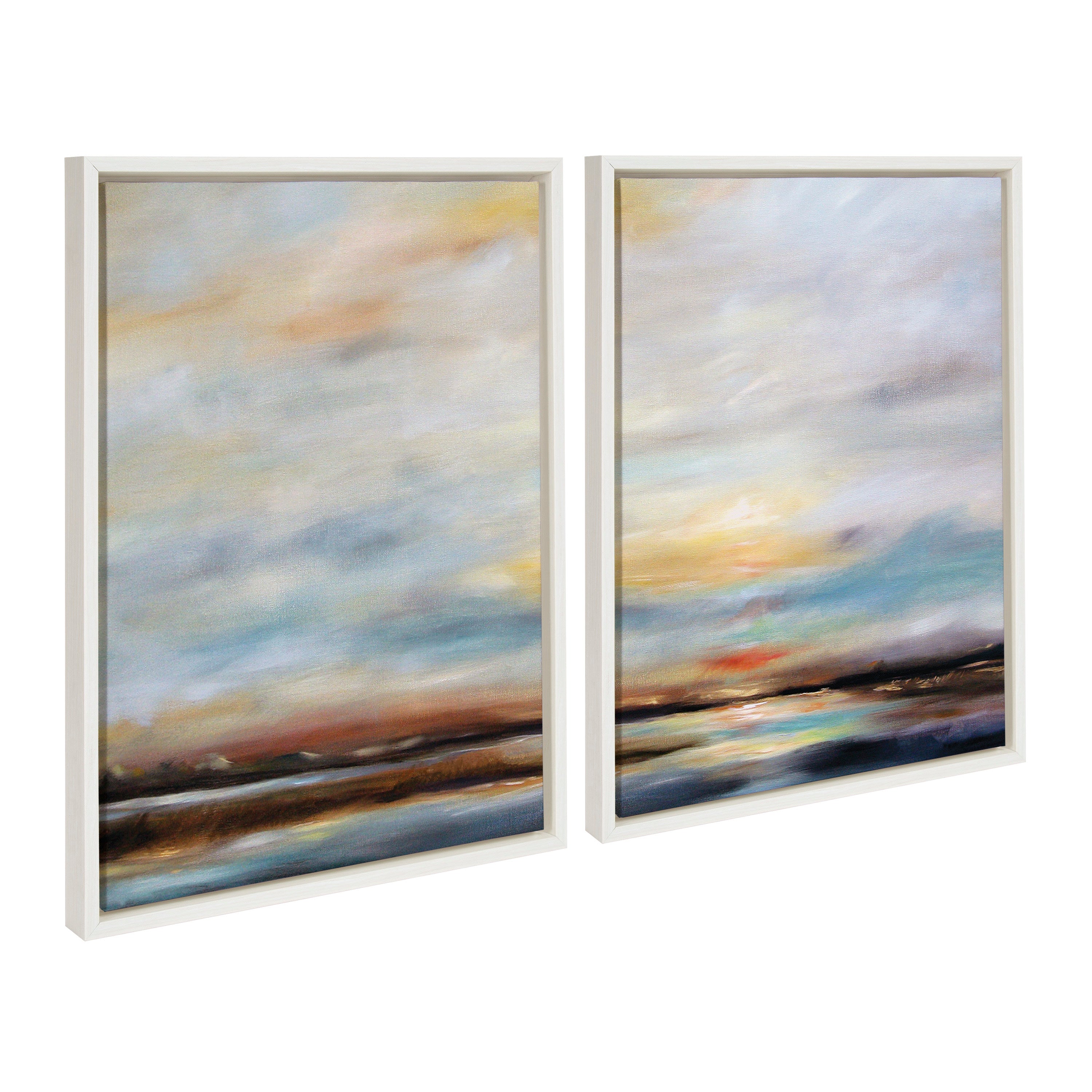 Sylvie Carolina Sunset Diptych Framed Canvas Art Set by Mary Sparrow