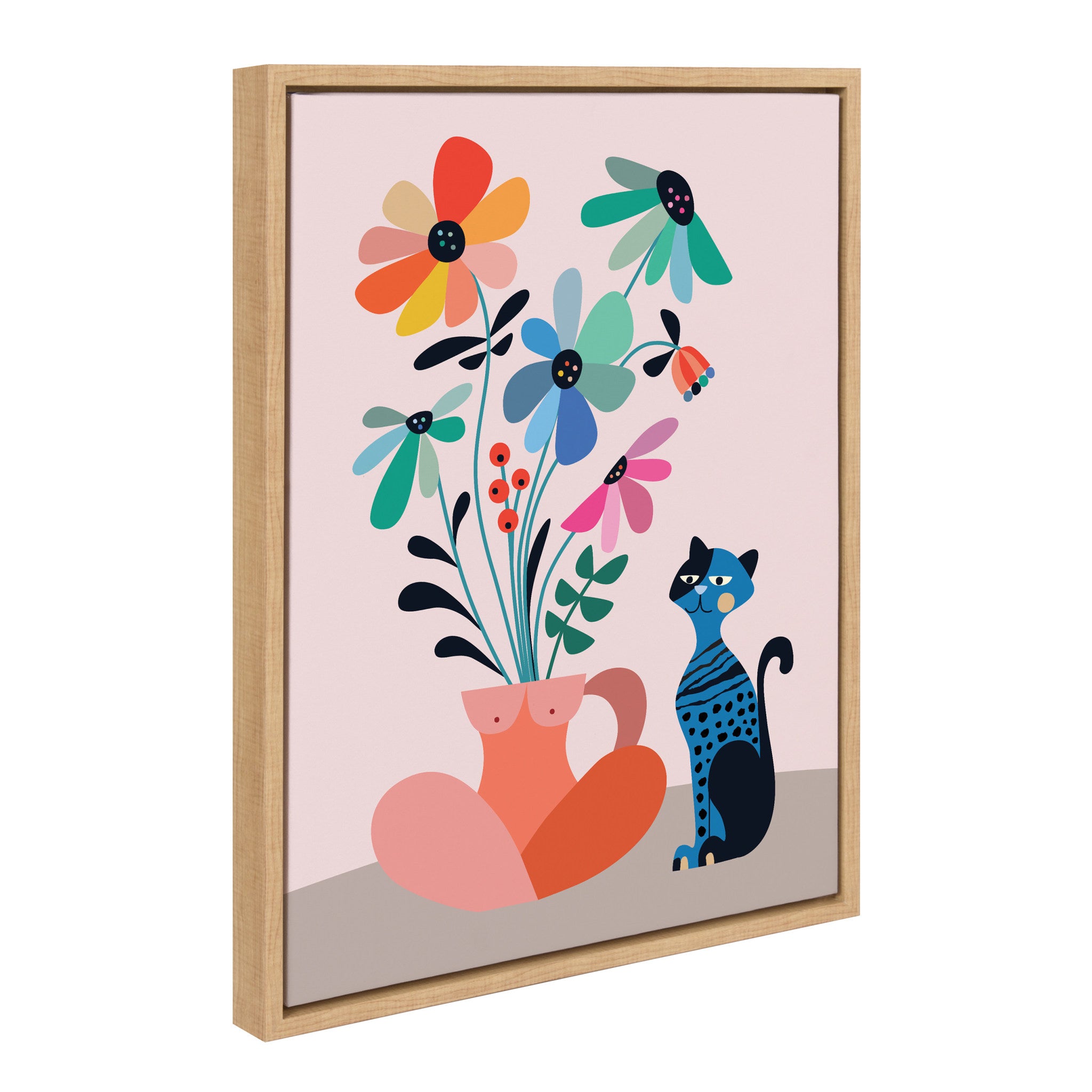 Sylvie Mid Century Modern Daisies Framed Canvas by Rachel Lee of My Dream Wall