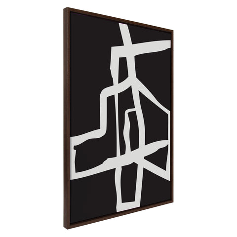 Sylvie Bold Sophisticated Abstract White Stroke Framed Canvas by The Creative Bunch Studio