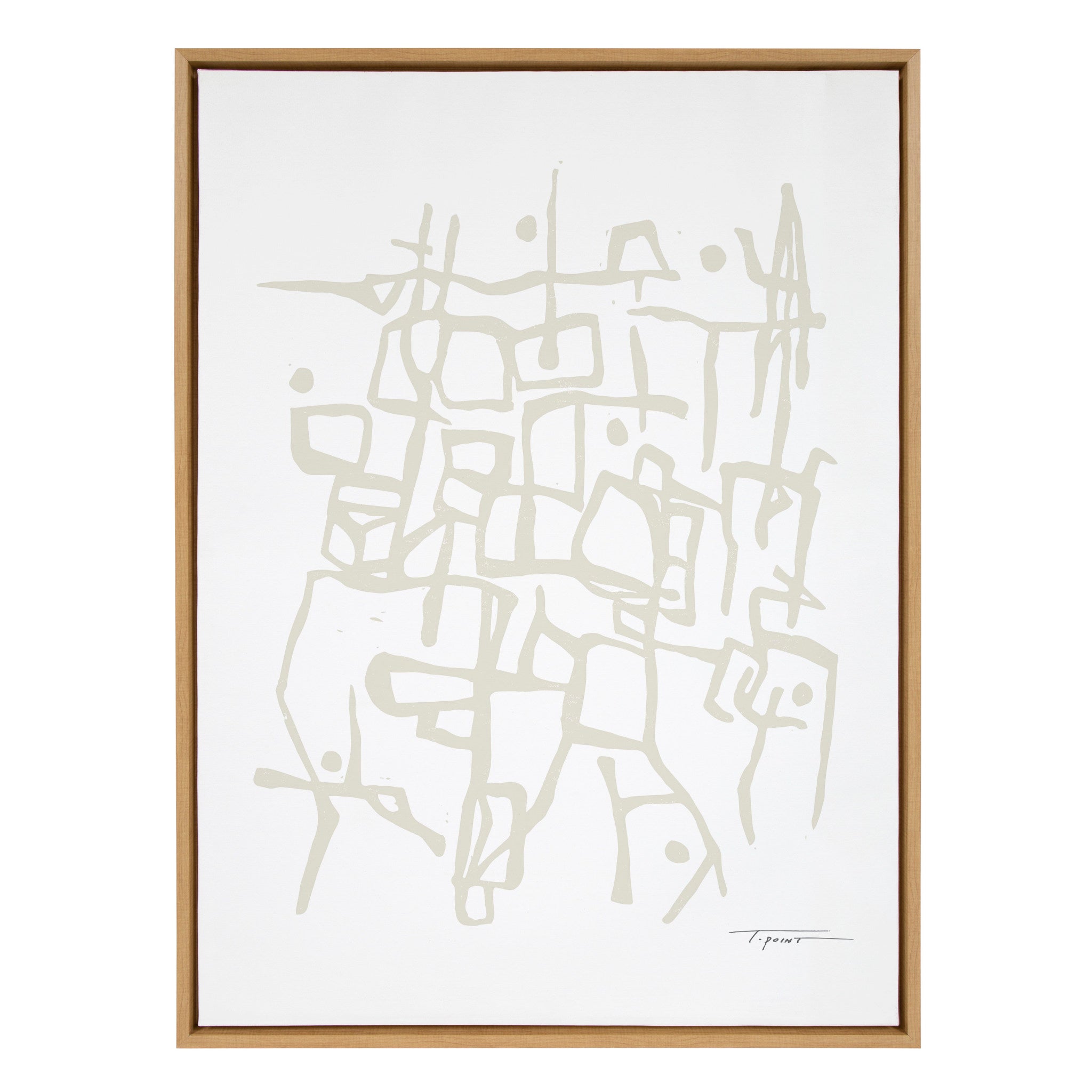 Sylvie Organic Lines Neutral Framed Canvas by Statement Goods