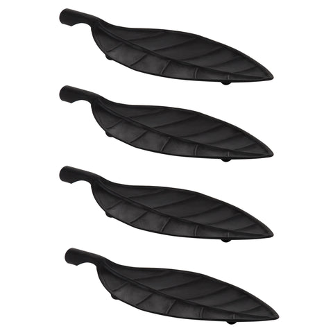 Leif Decorative Leaf Shaped Metal Trays, Set of 4, Black 18x8