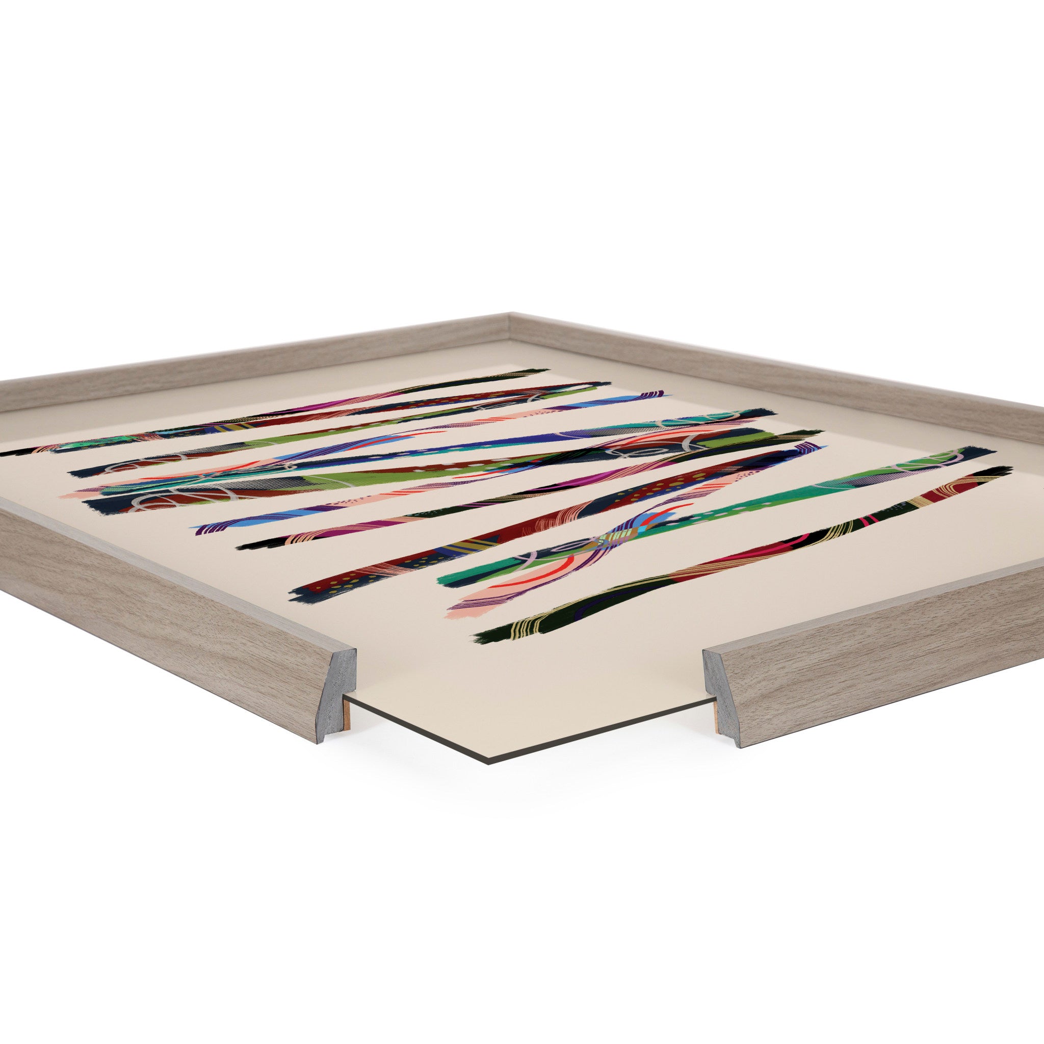 Blake Abstract Sticks 5 Framed Printed Glass by Jessi Raulet of Ettavee