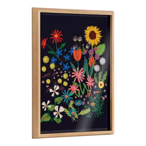 Blake Dark Flora Framed Printed Glass by Hannah Beisang