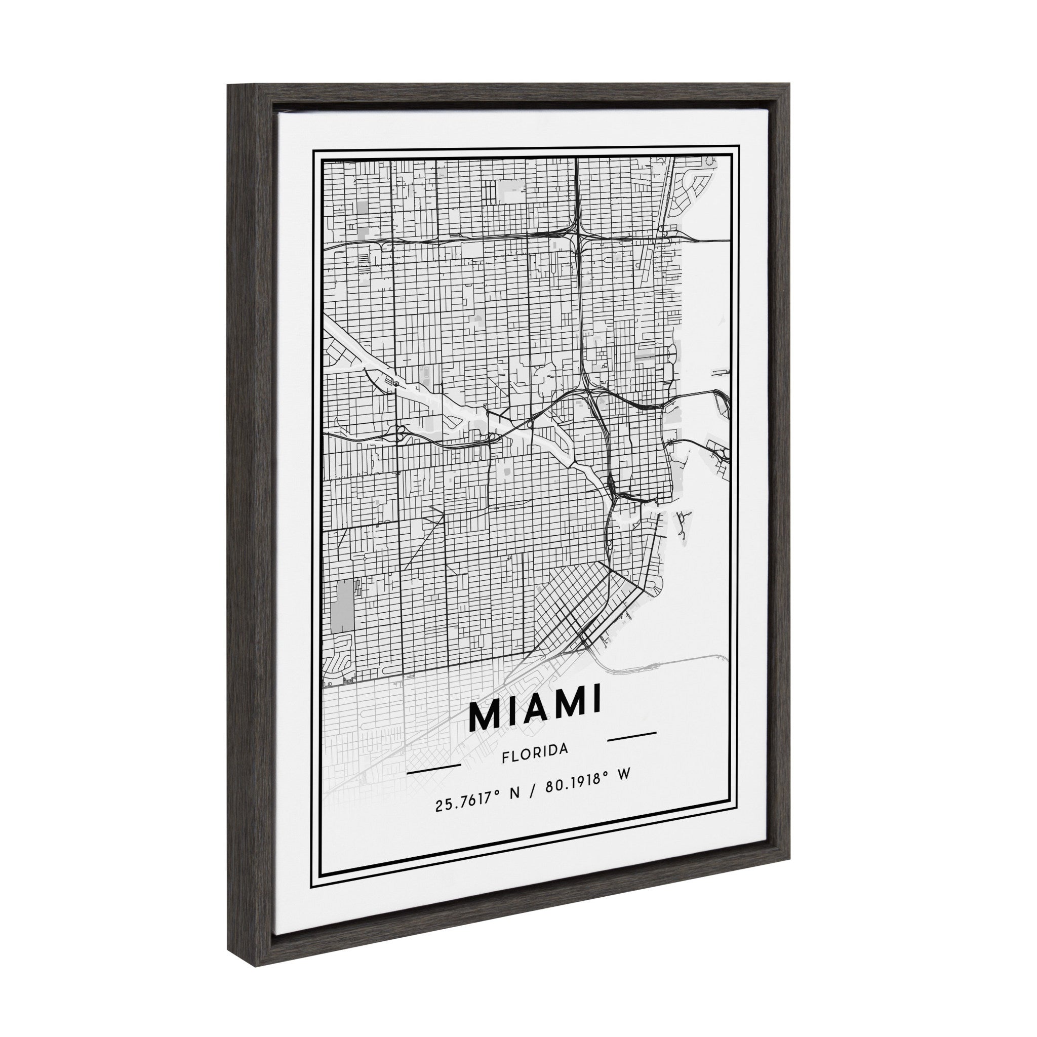 Sylvie Miami Modern Map Framed Canvas by Jake Goossen