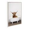 Sylvie Highland Cow in Tub Color Framed Canvas by Amy Peterson Art Studio