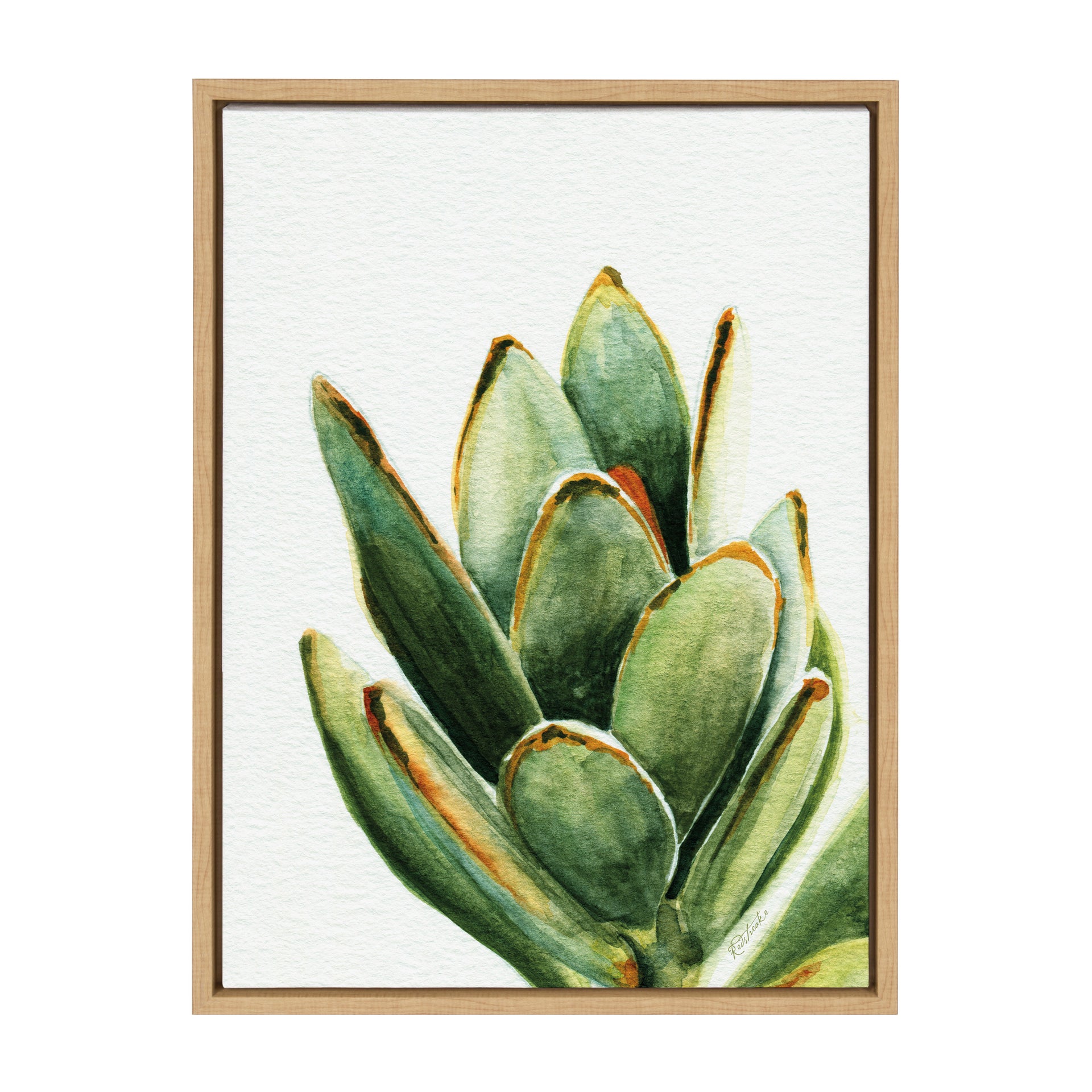 Kate and Laurel Sylvie Succulent 18 Framed Canvas By Jennifer Redstreake Geary, 18x24 Natural, Botanical Art Decor For Living Room, Bedroom, Entryway