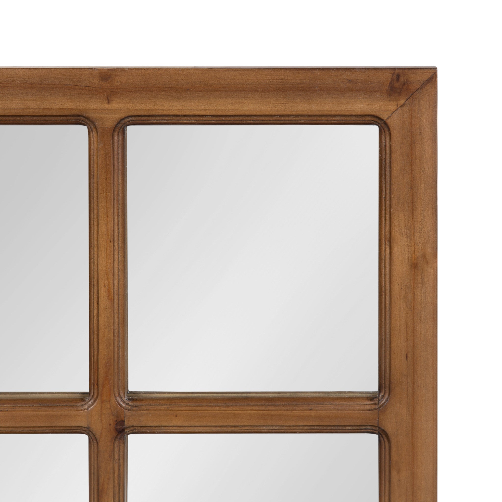 Jackson Wood Windowpane Mirror with Metal Shelf