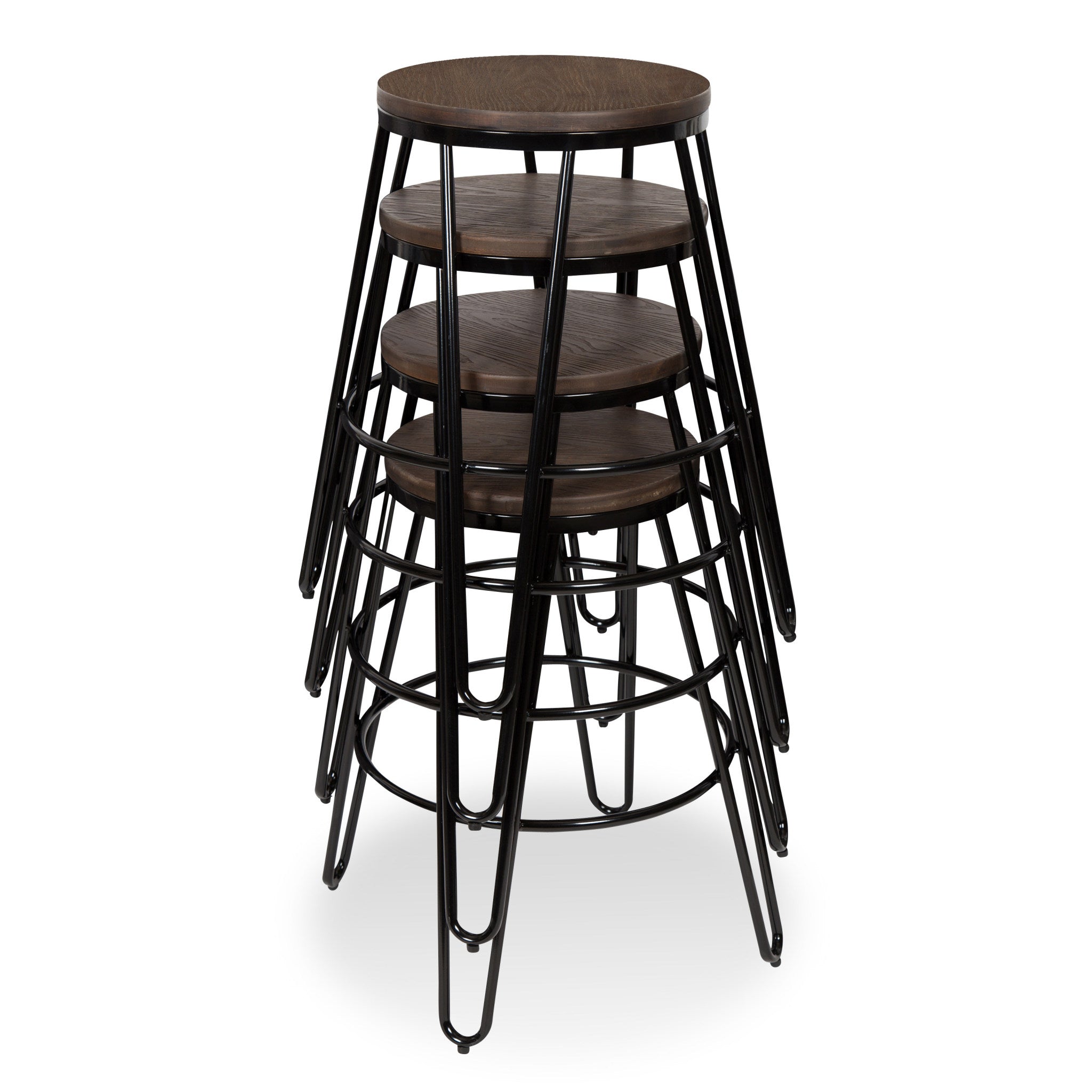 Tully Wood and Metal Bar Stools, 4 Pack