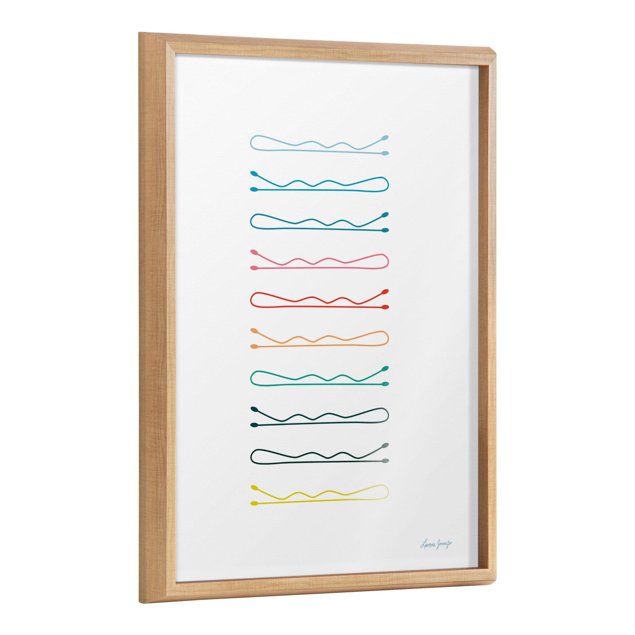 Blake Colorful Bobby Pins Framed Printed Glass by Leonora Jennifer Benza of Yellow Heart Art