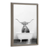 Blake Longhorn BW Bathroom Framed Printed Glass by Amy Peterson Art Studio