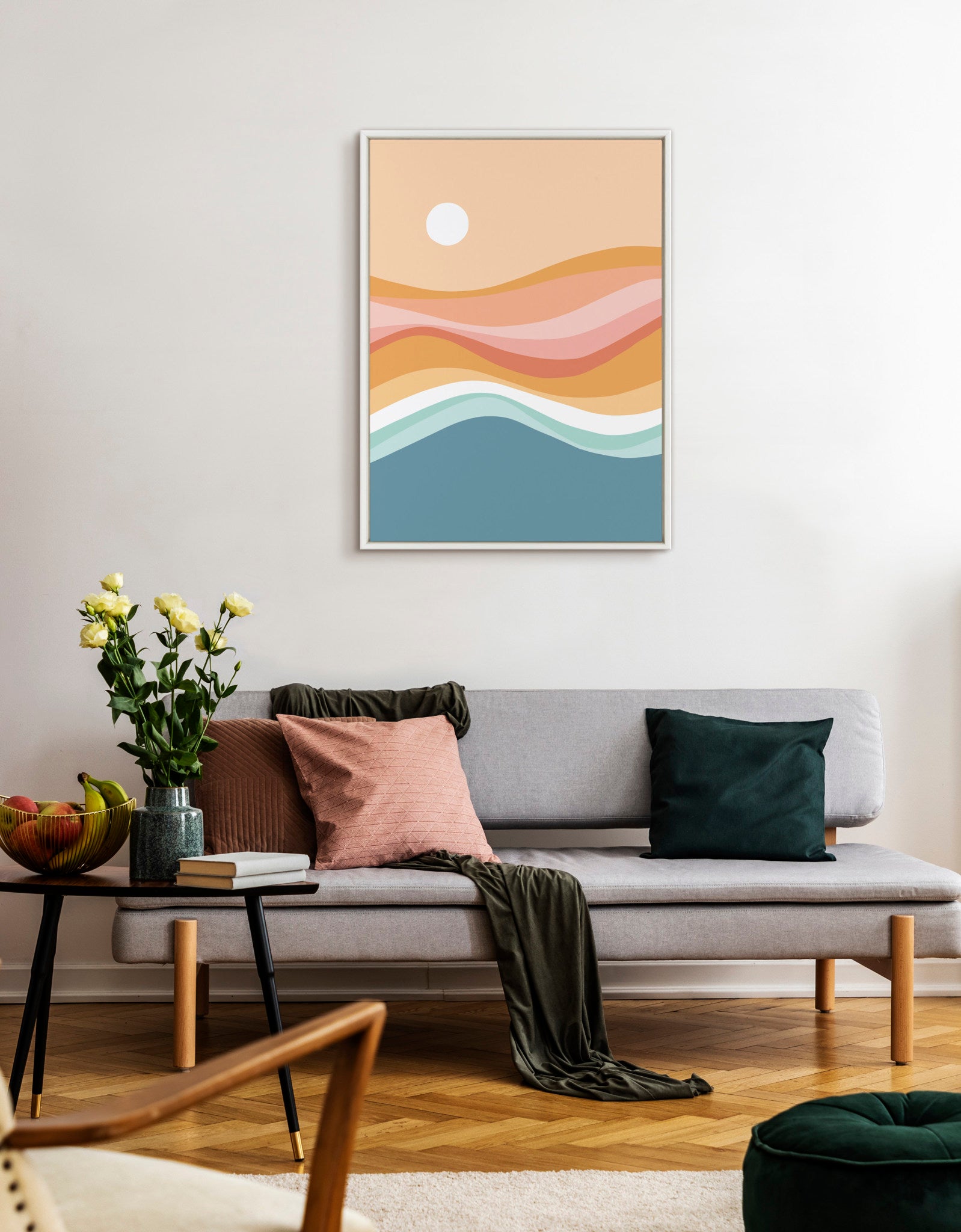 Sylvie Rainbow Waves Seascape Framed Canvas by Dominique Vari