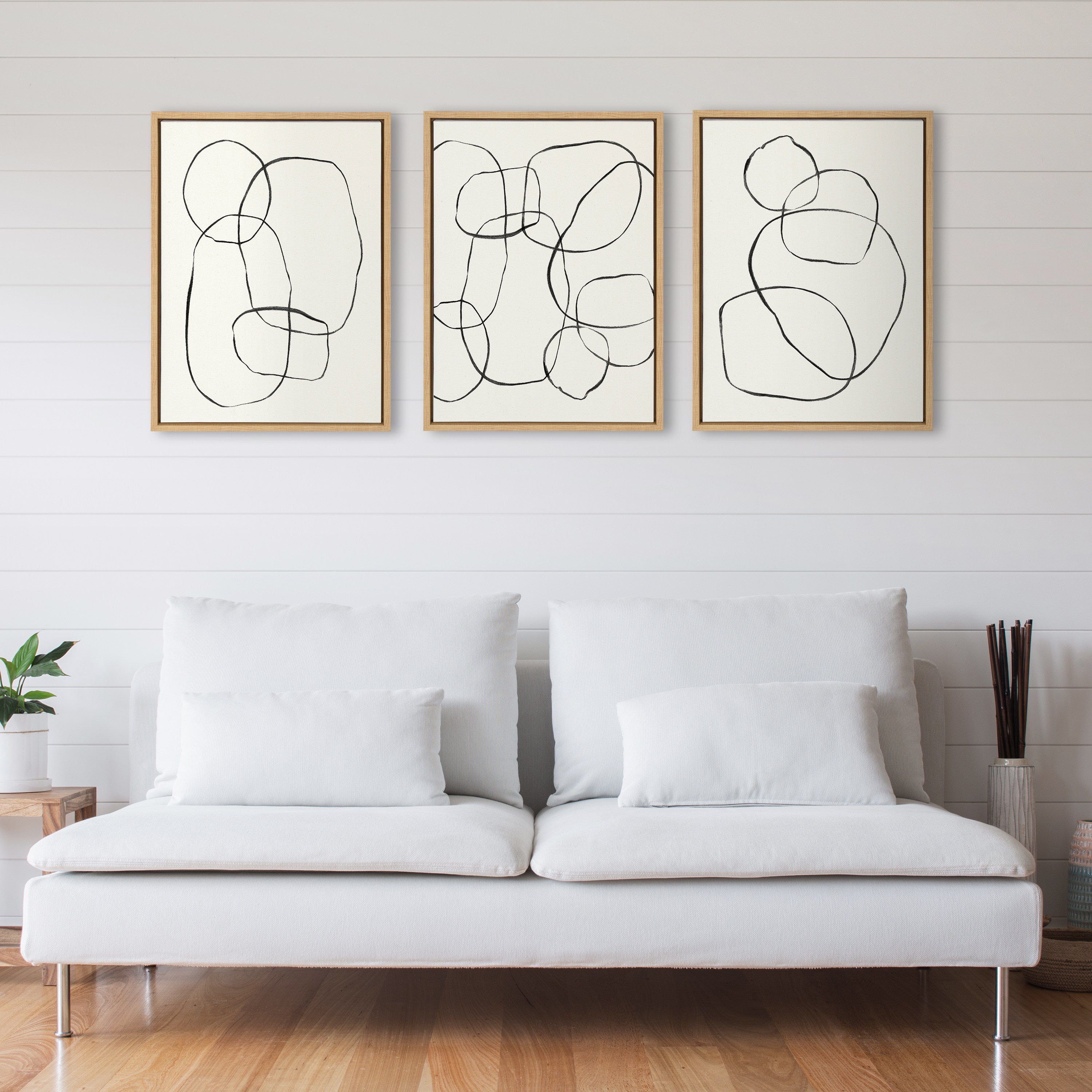 Sylvie 869 Going in Circles, Dancing Circles, and 871 Modern Circles Framed Canvas by Teju Reval of SnazzyHues