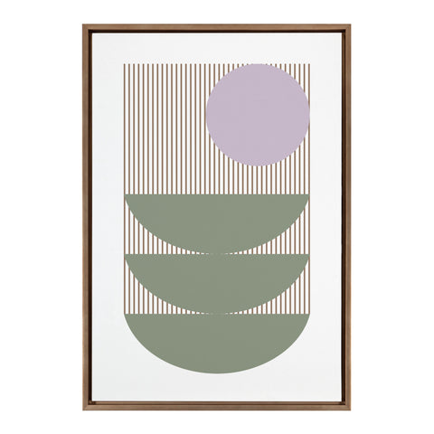 Sylvie Minimalist Shapes and Lines in Sage and Lilac Framed Canvas by Apricot and Birch