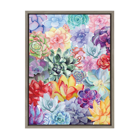 Sylvie Colorful Succulents Framed Canvas by Maja Mitrovic of Makes My Day Happy
