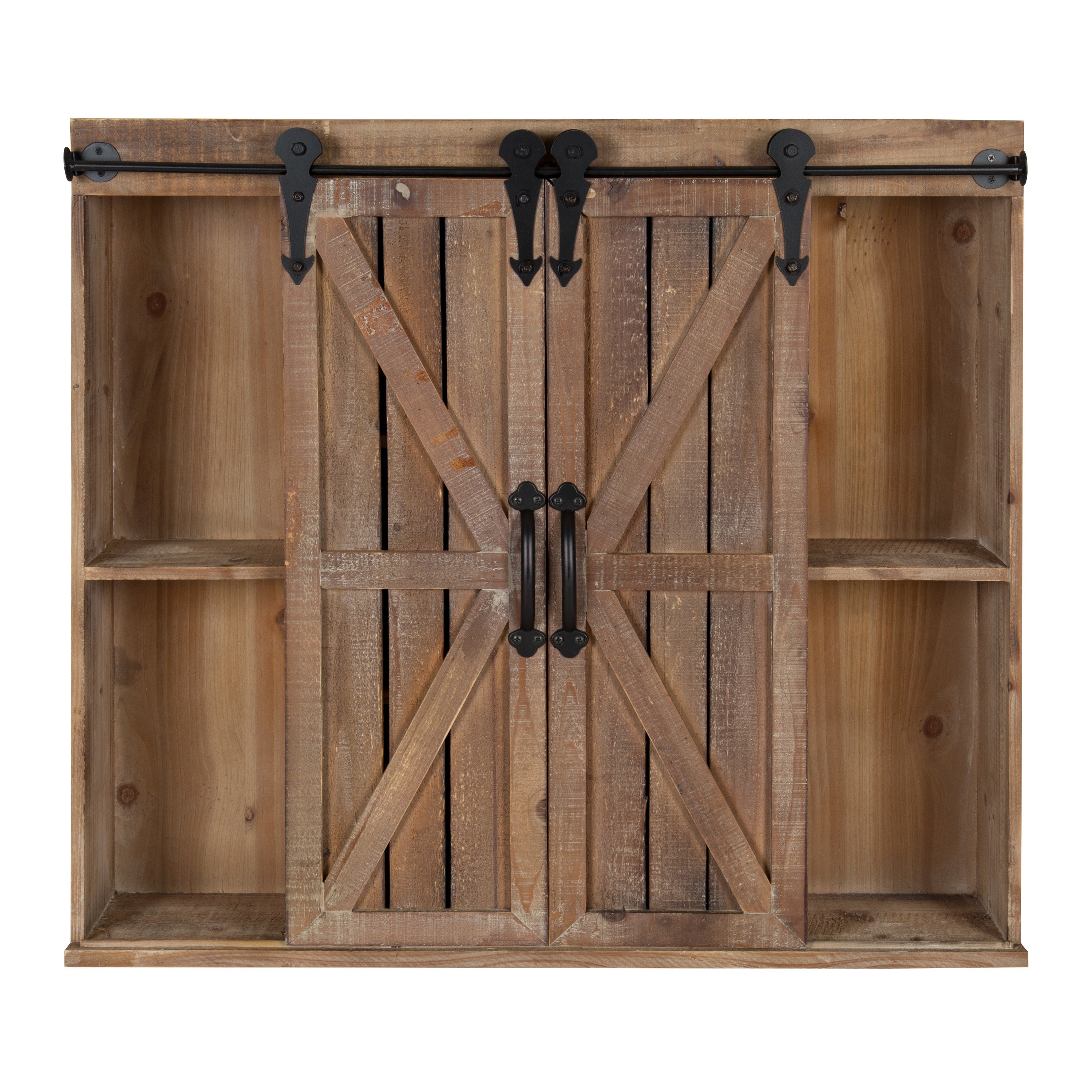 Cates Decorative Wood Wall Storage Cabinet with Sliding Barn Doors