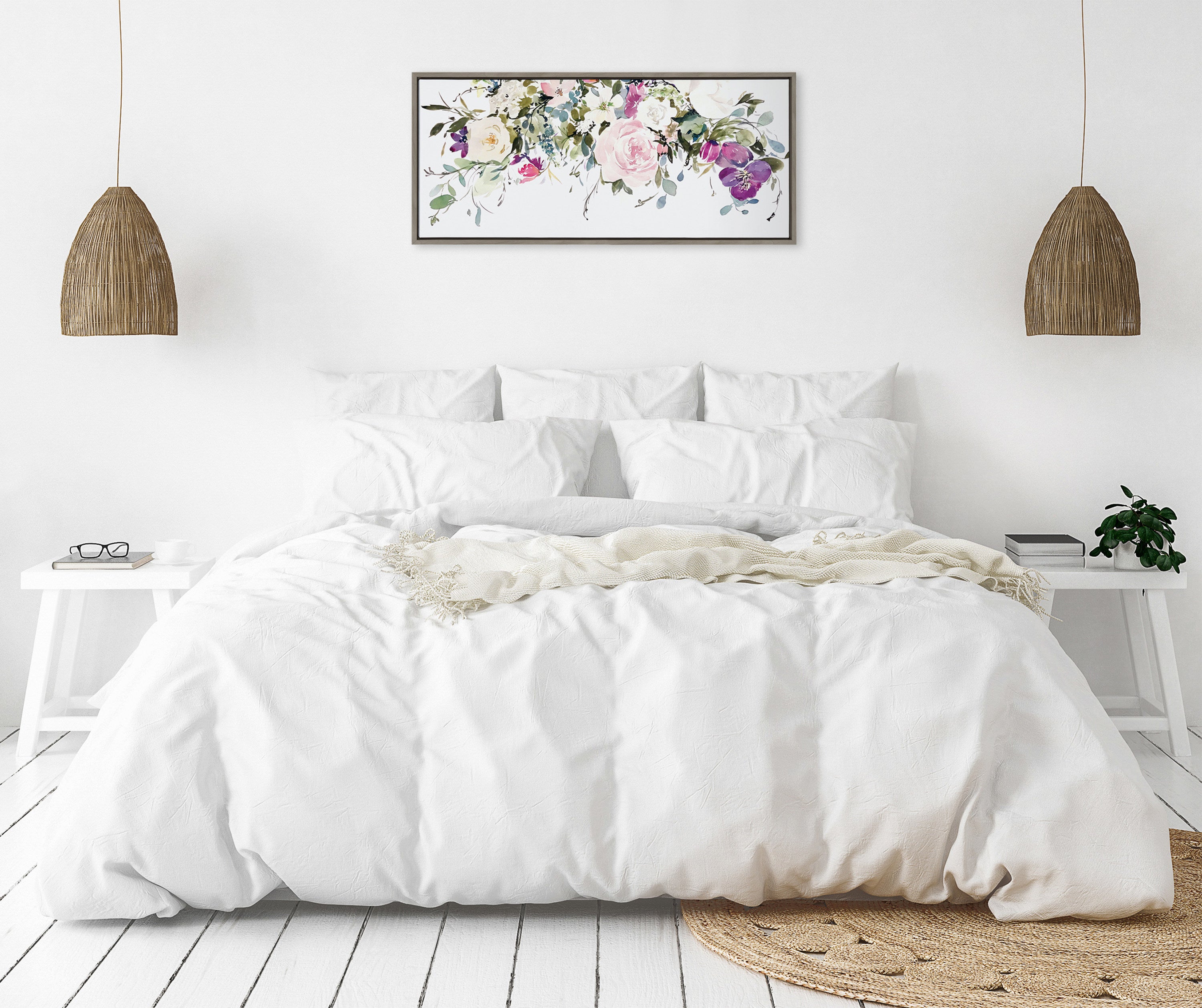 Sylvie 13 Ink Wash Floral Framed Canvas by Emma Daisy