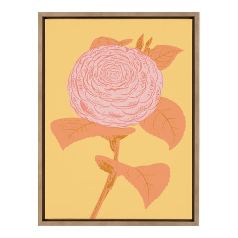 Sylvie Peony in Yellow Framed Canvas by Apricot and Birch