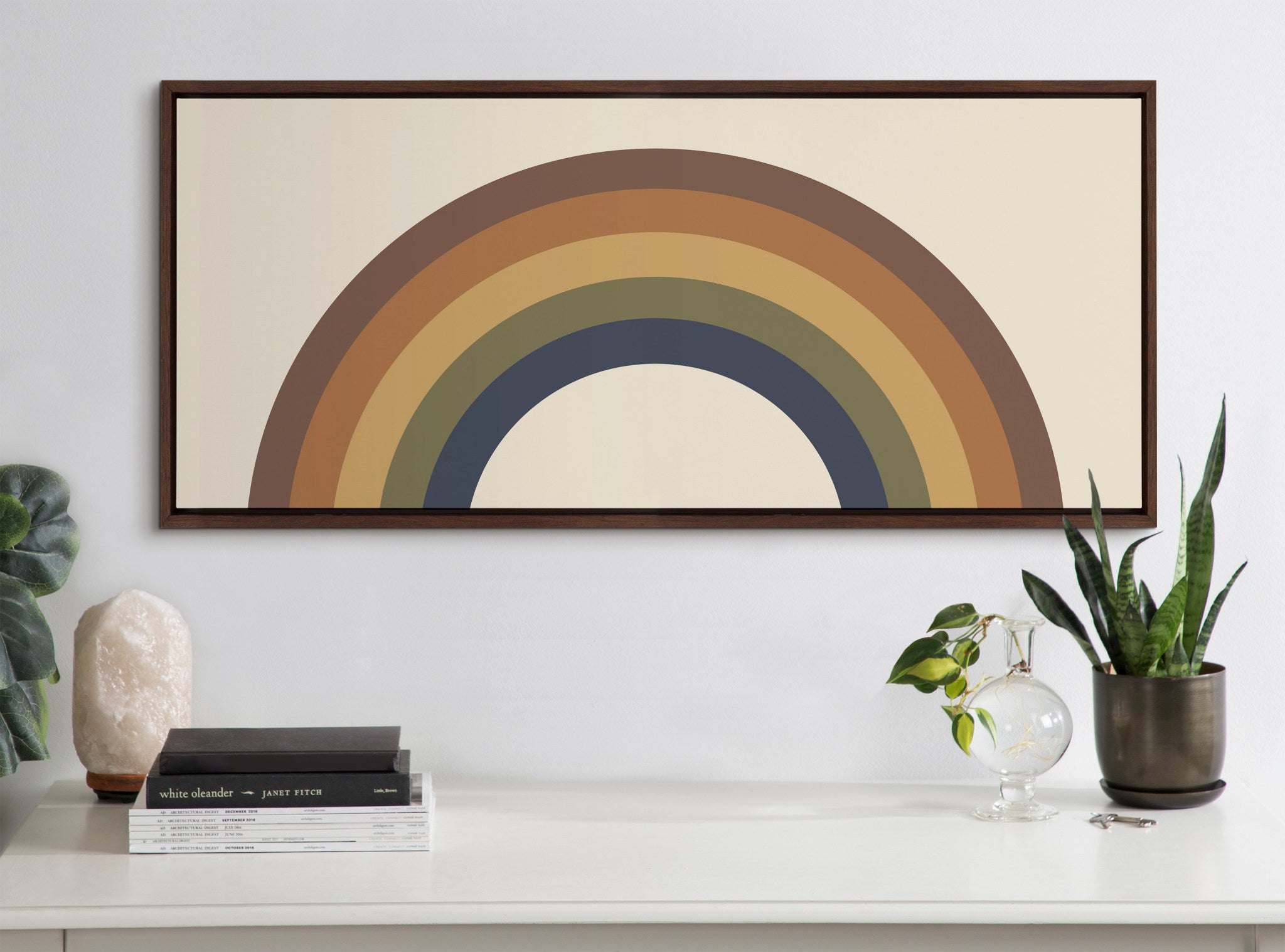 Sylvie Retro Rainbow Framed Canvas by The Creative Bunch Studio