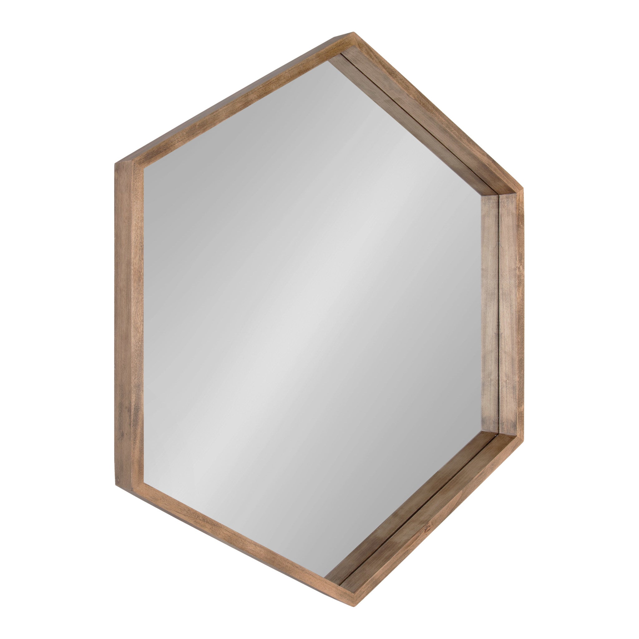 Hexagon Mirror, Rustic, Rustic Brown
