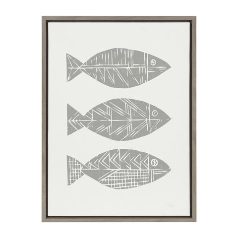 Sylvie Three Tribal Fish Framed Canvas by Statement Goods