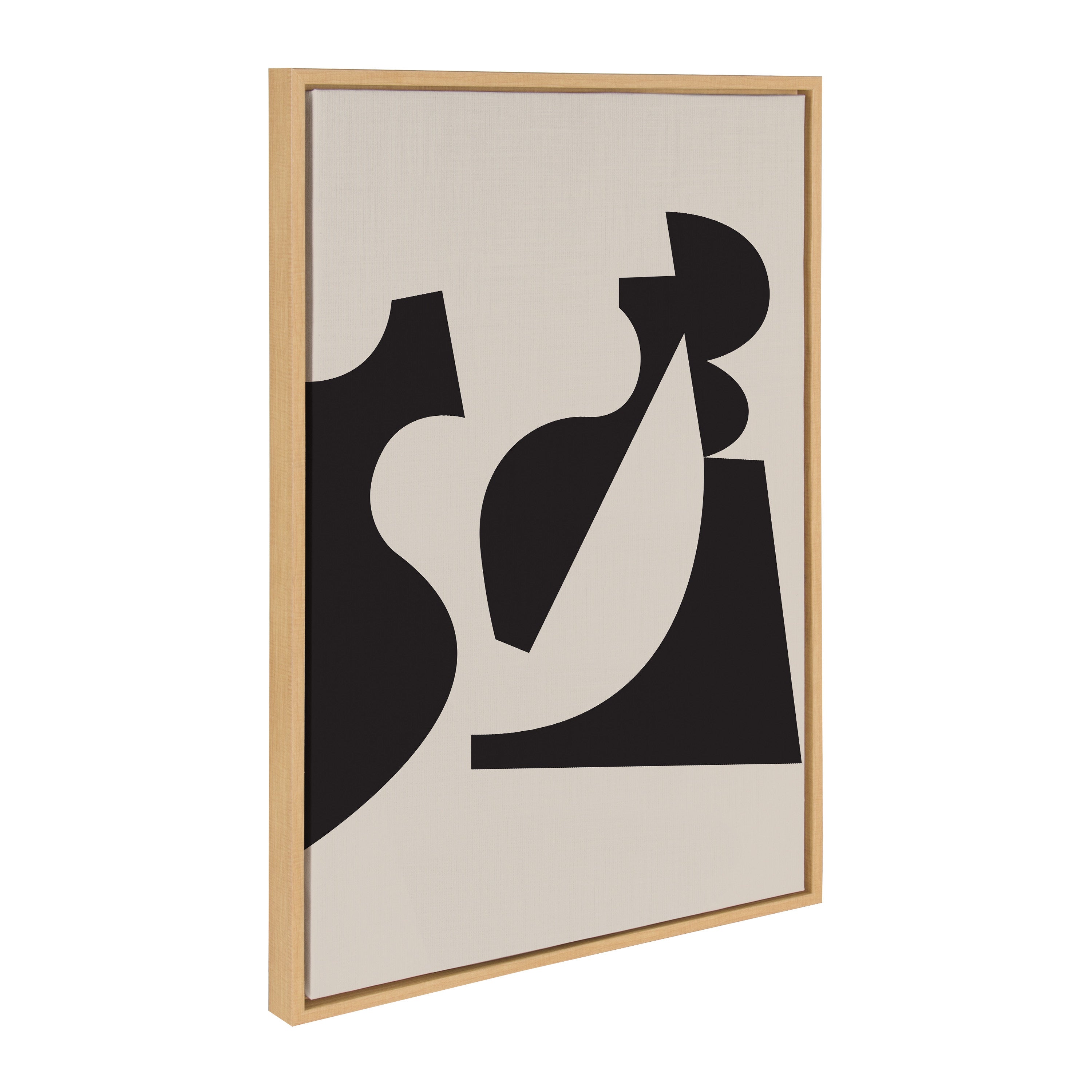 Sylvie Eye Catching Sleek Abstract 2 Black and Beige Framed Canvas by The Creative Bunch Studio