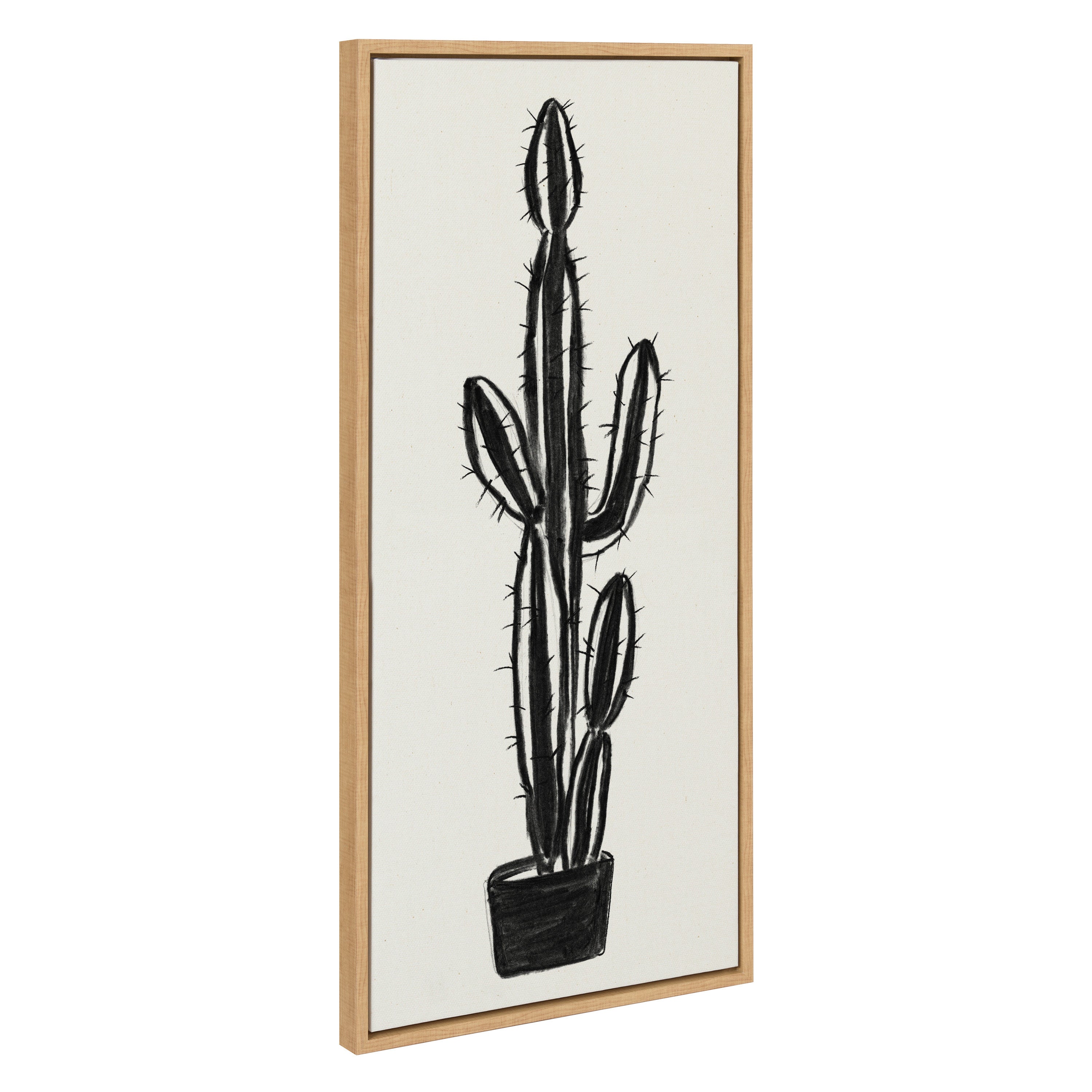 Sylvie 664 Cactus In Pot BW Framed Canvas by Teju Reval of SnazzyHues