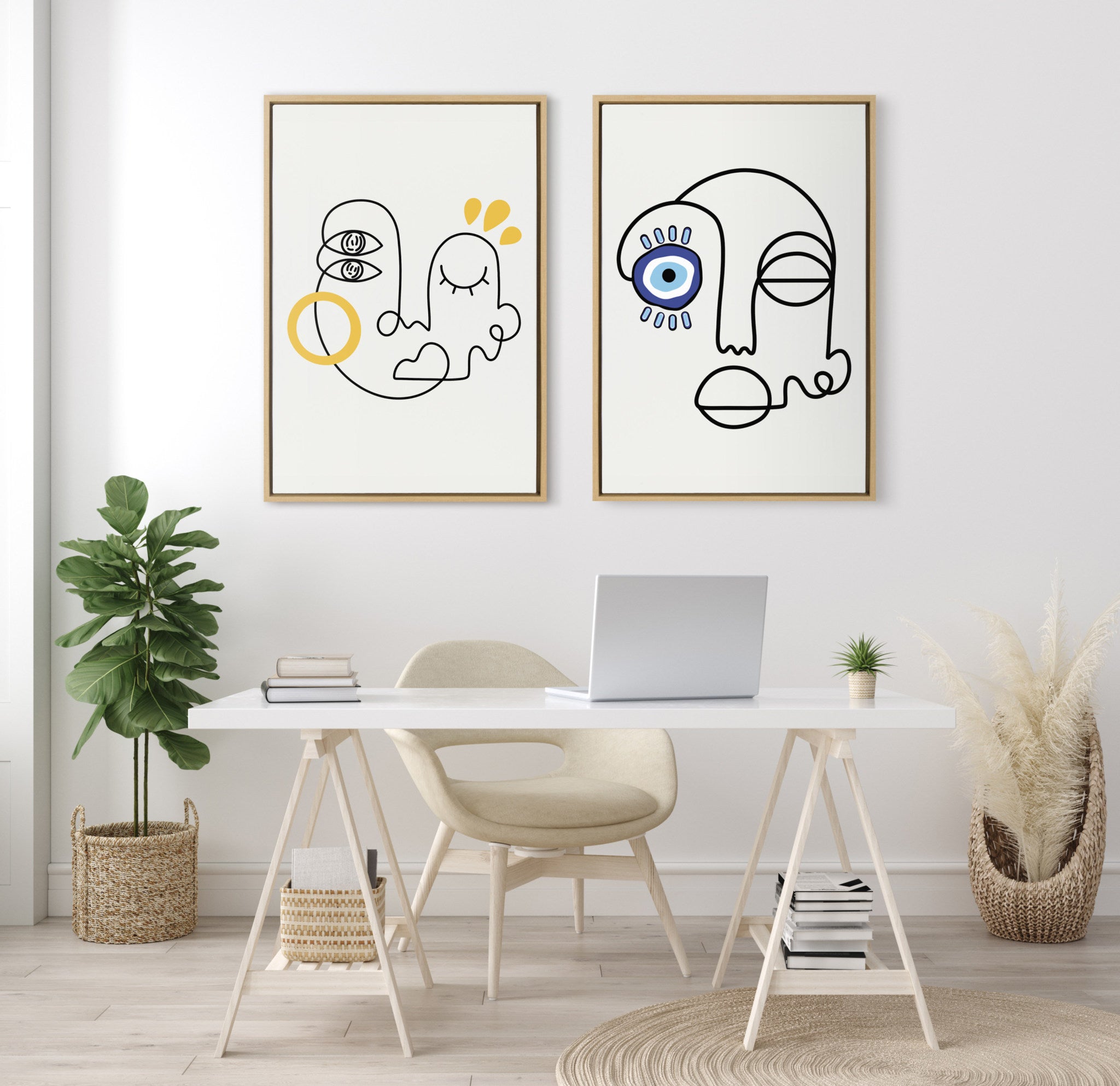 Sylvie No Evil Allowed Framed Canvas by Shatha Al Dafai