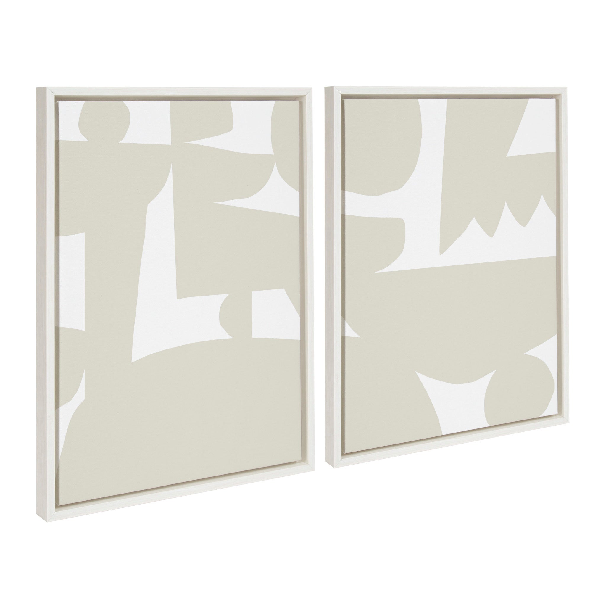 Sylvie Quiet Jungle 1 left and Right Neutral Abstract Framed Canvas by Kelly Knaga