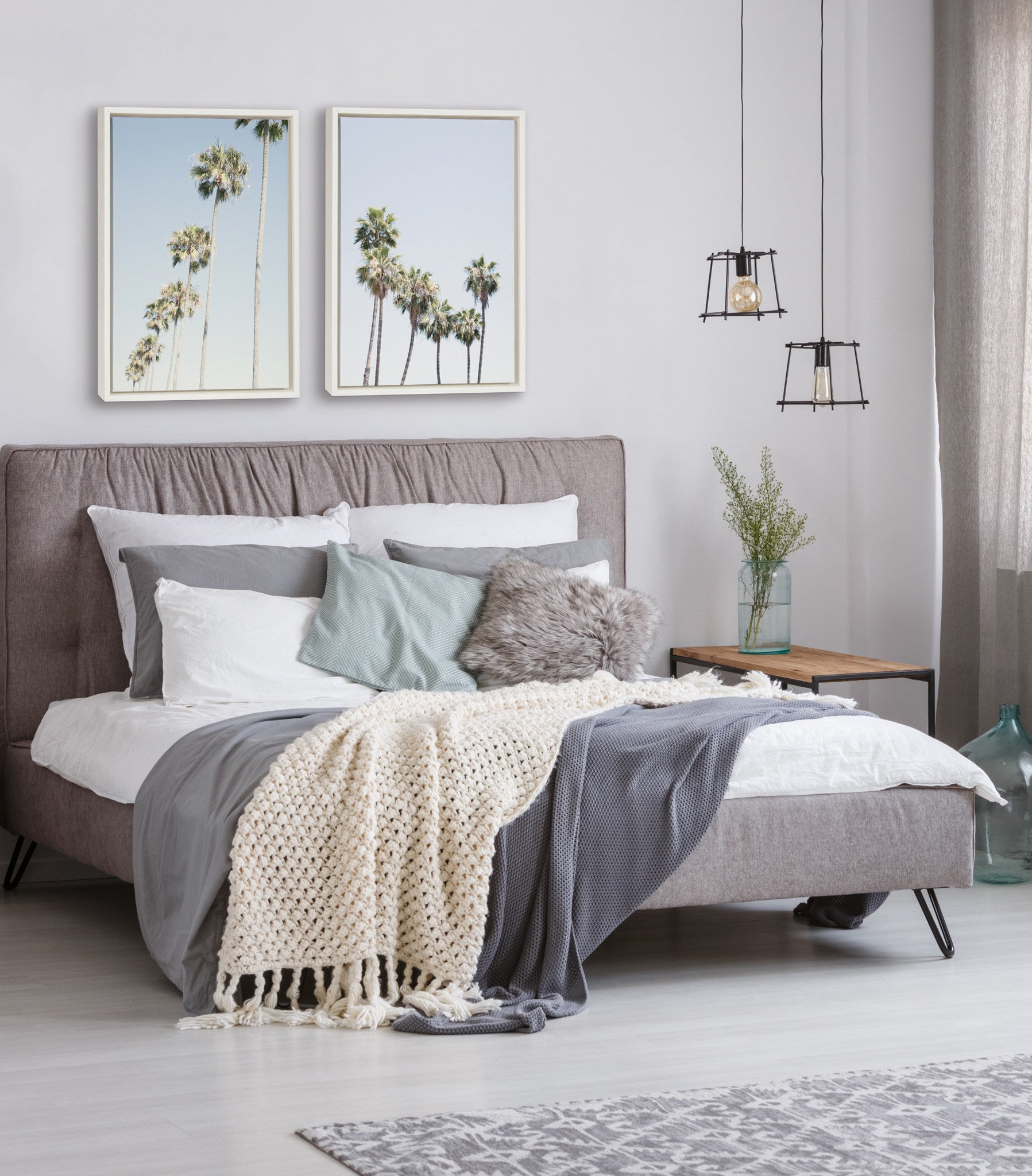 Sylvie Palm tree Row and LA Summer Framed Canvas by Caroline Mint