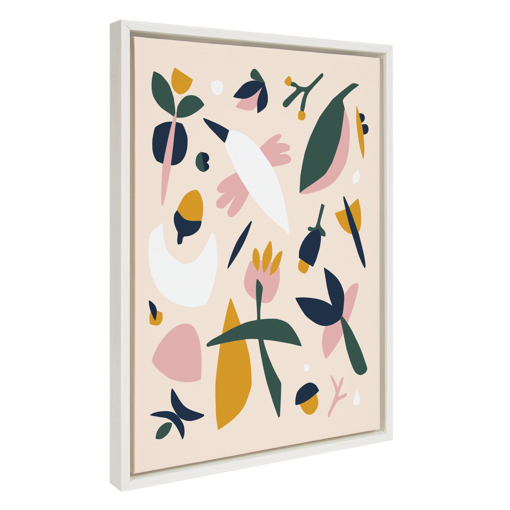 Sylvie Blush Acorn Twigs Framed Canvas by Myriam Van Neste