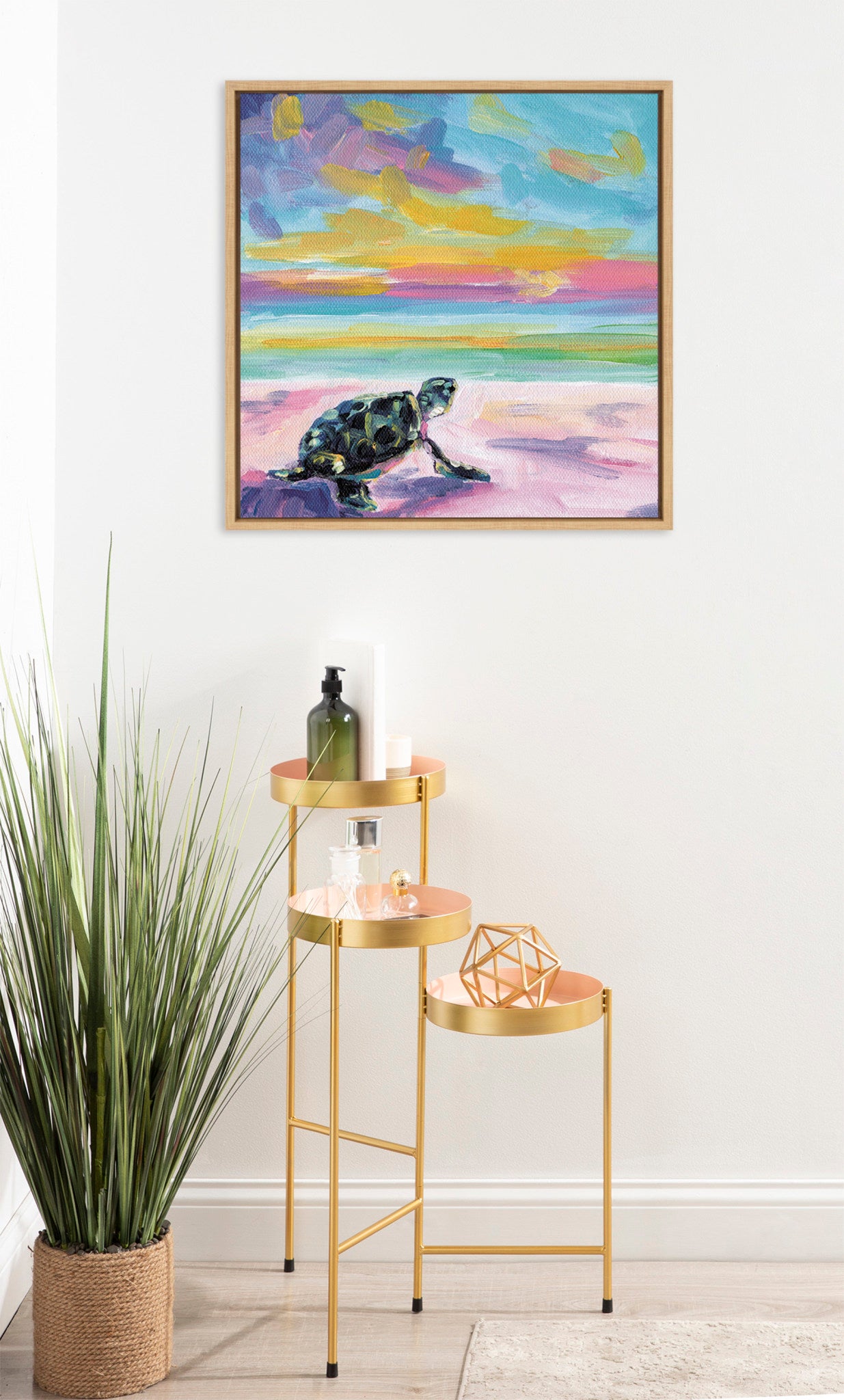 Sylvie Sunset Sea Turtle Framed Canvas by Rachel Christopoulos